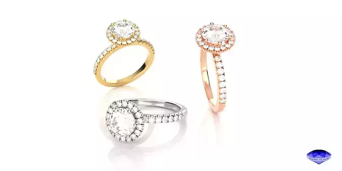  Round Halo Diamond Engagement  Ring 