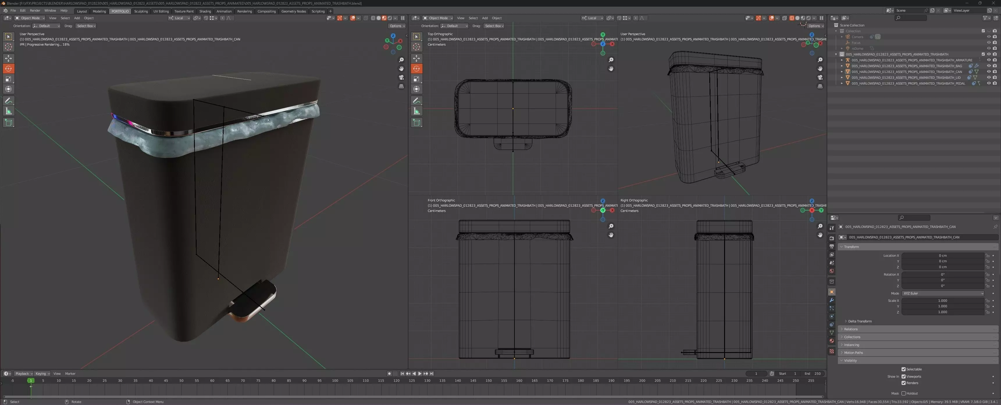 CYBERPUNK COLLECTION BATHROOM TRASH BIN Low-poly 3D model_0