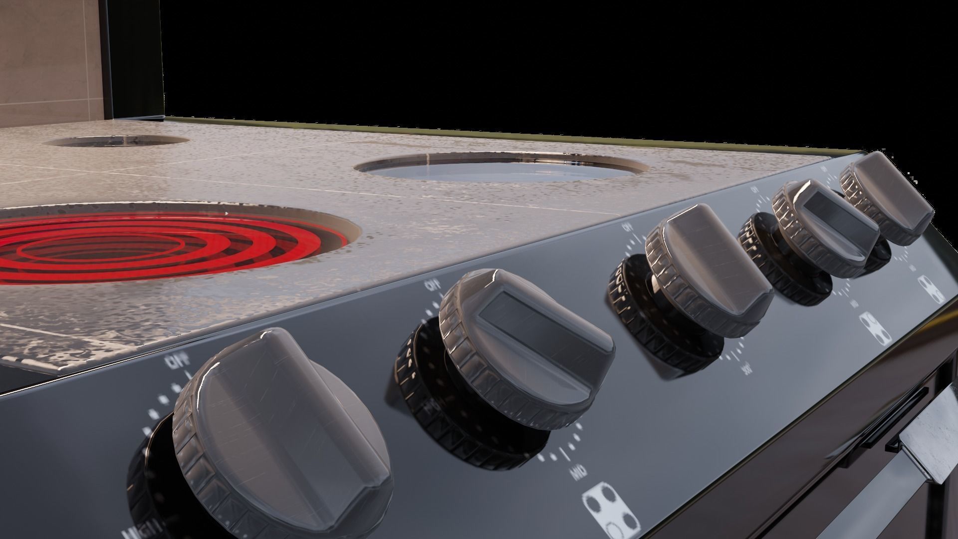 CYBERPUNK COLLECTION KITCHEN STOVE TOP WITH OVEN AND VENT 3D model_8