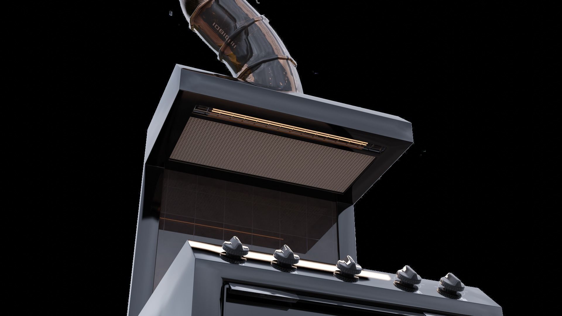 CYBERPUNK COLLECTION KITCHEN STOVE TOP WITH OVEN AND VENT 3D model_6