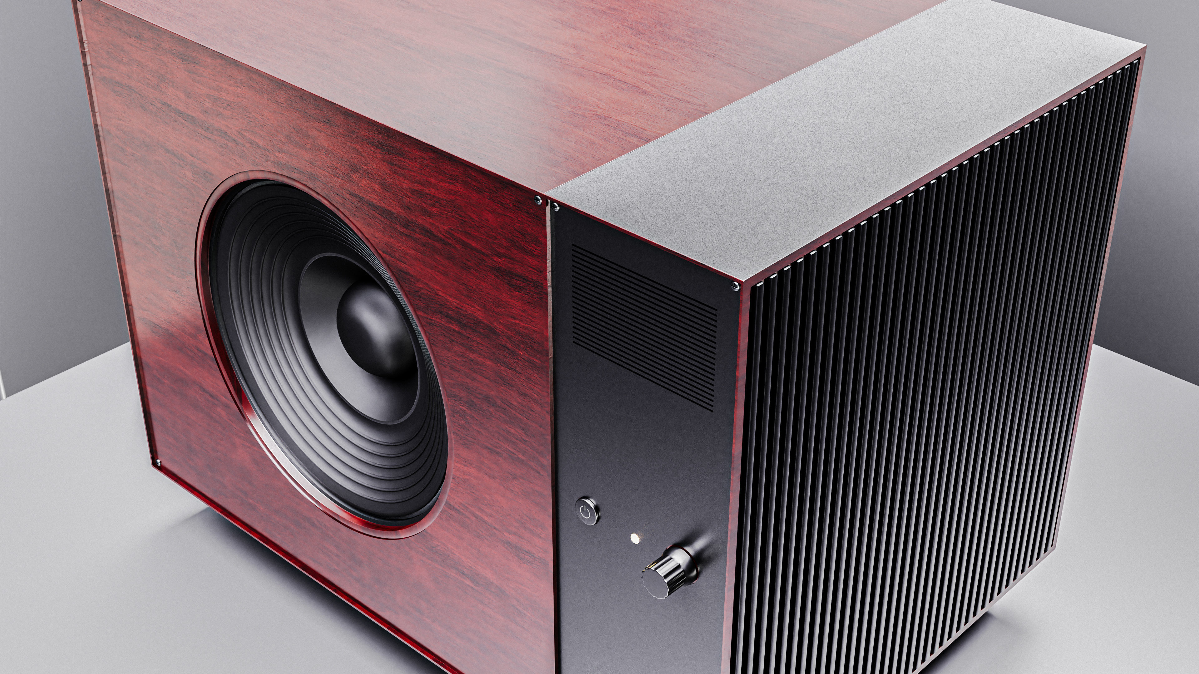 Wooden audio speaker 3D model_2