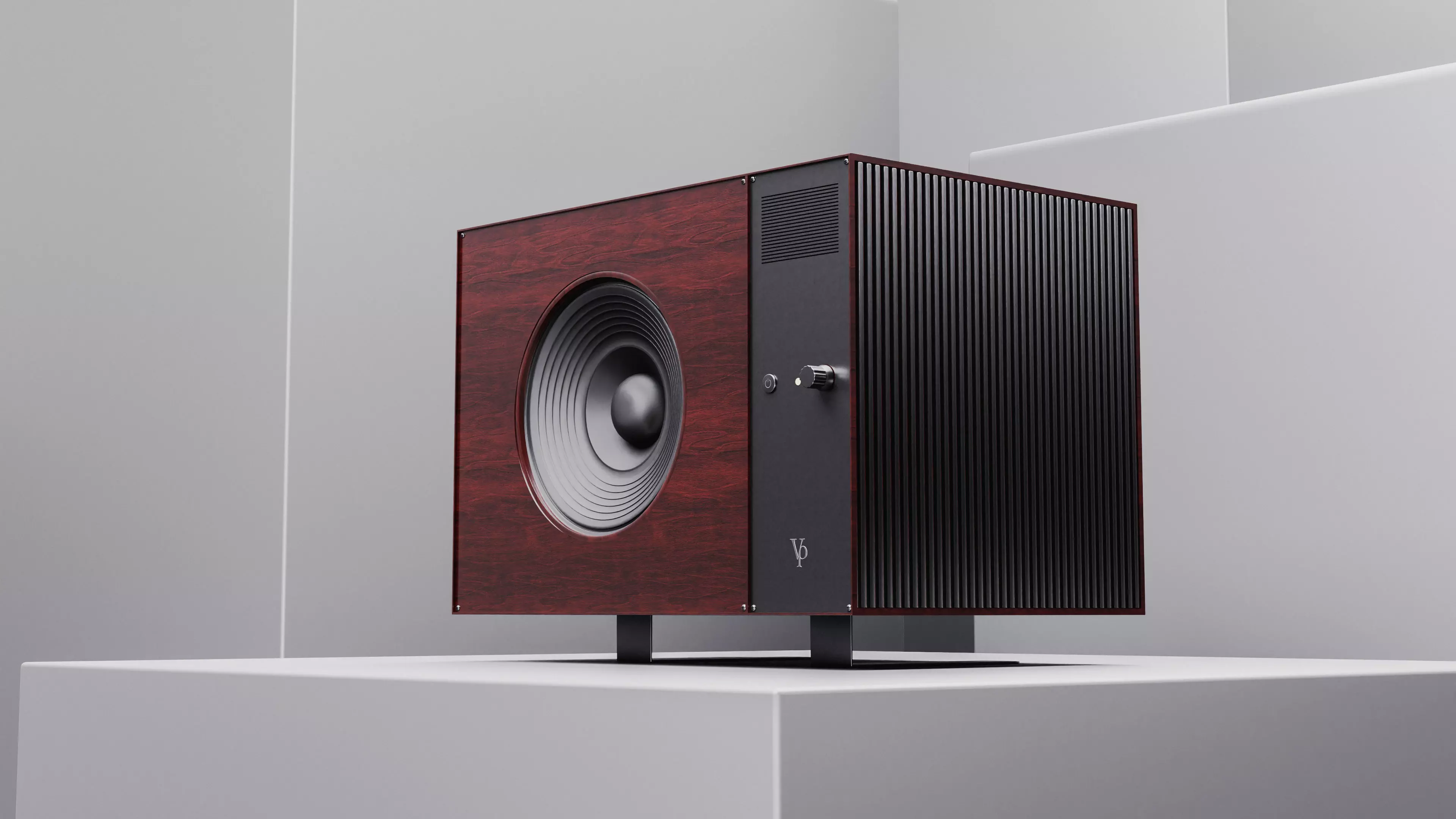 Wooden audio speaker 3D model_0