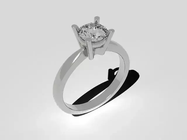 4 prongs solitary engagement ring 3D print model