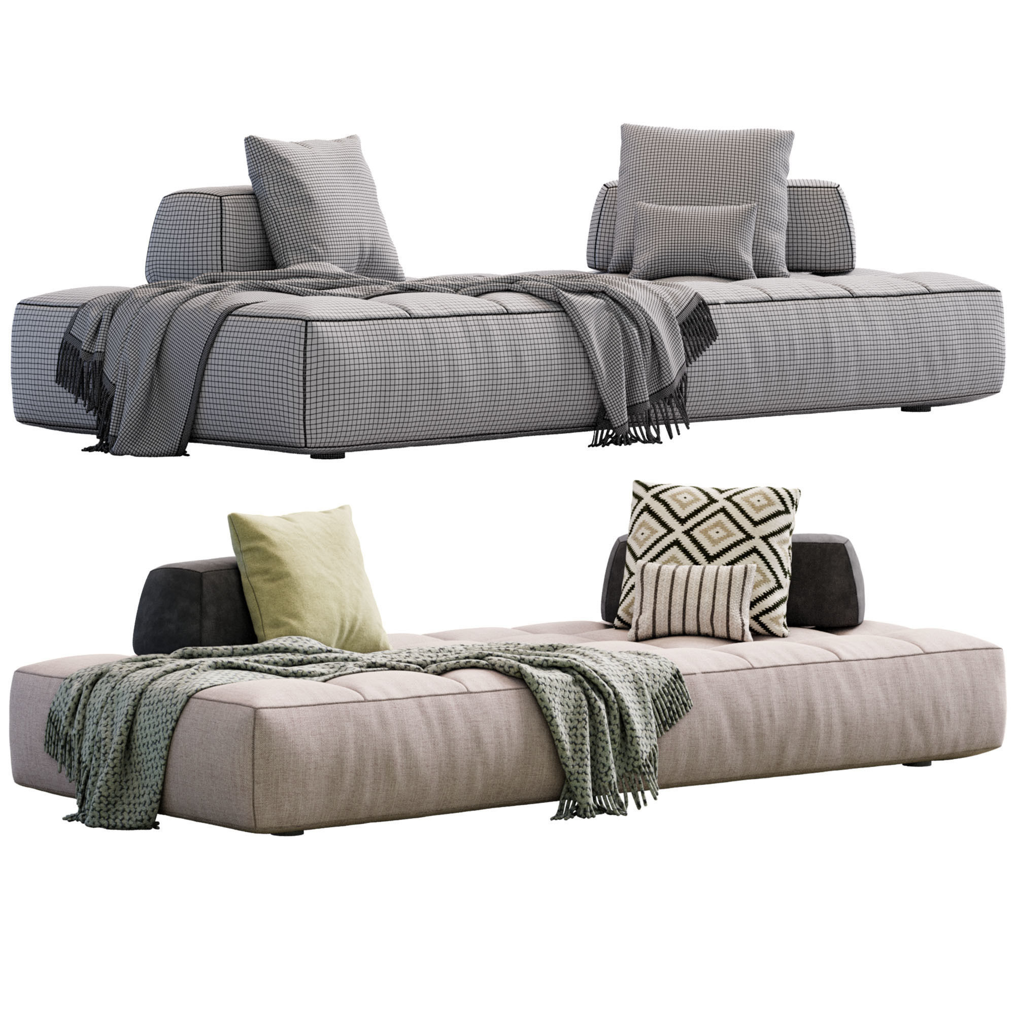 Softbench By  Flou 3D model_7