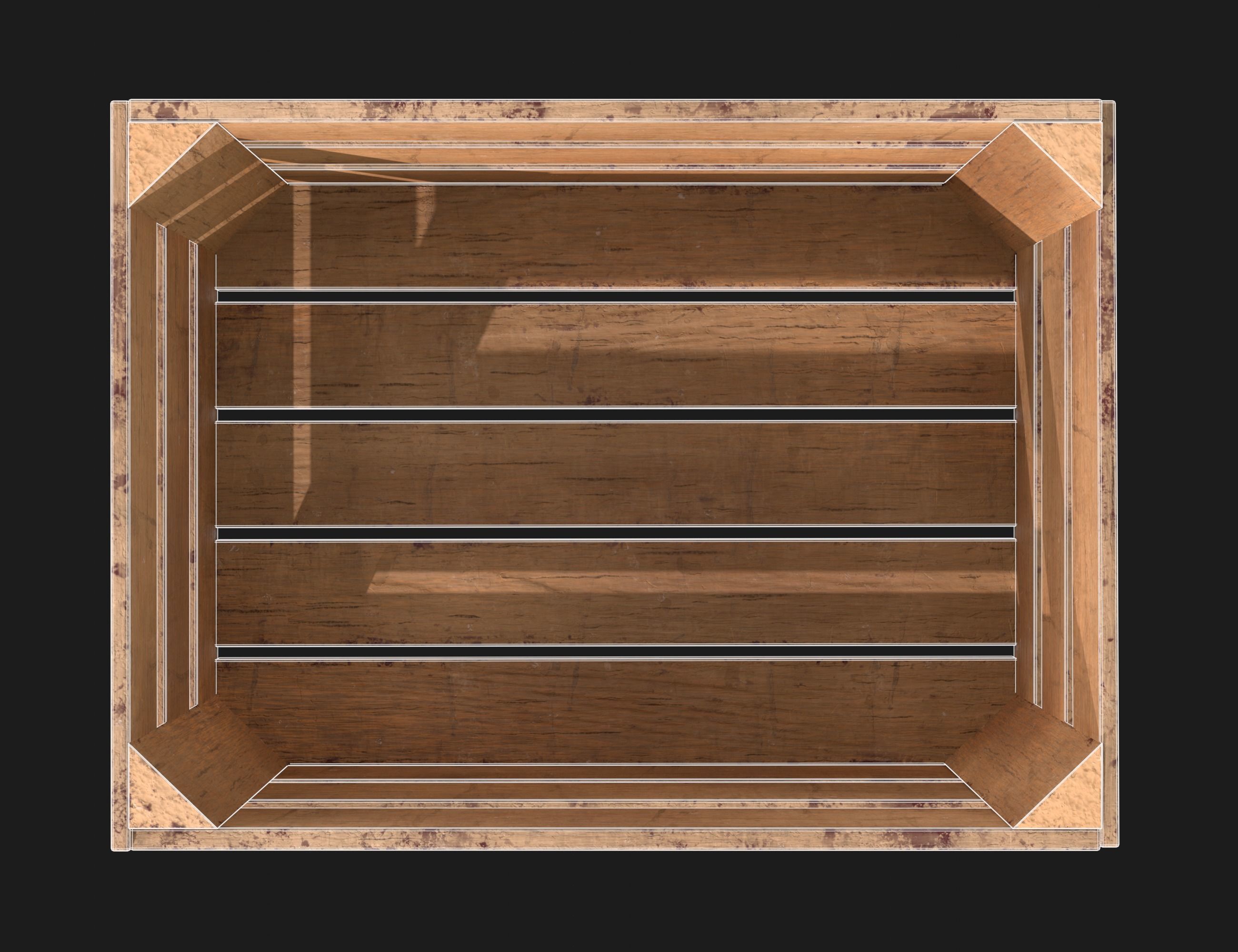 Wooden Fruit Crate 01 Low-poly 3D model_12