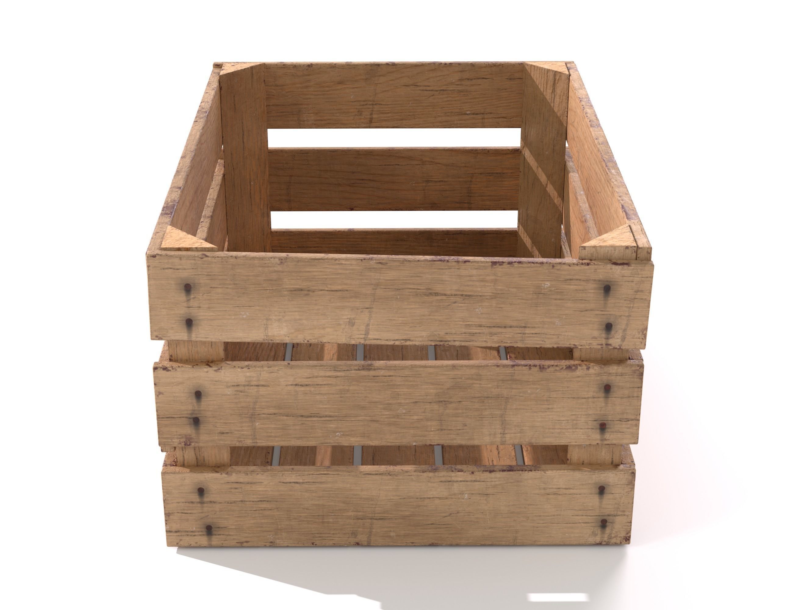 Wooden Fruit Crate 01 Low-poly 3D model_4