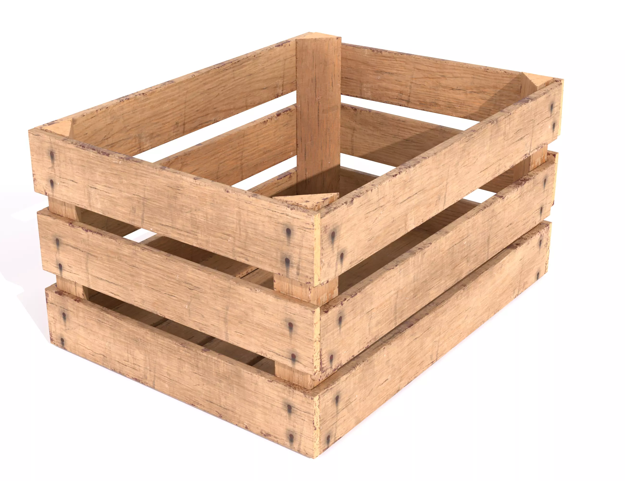 Wooden Fruit Crate 01 Low-poly 3D model_0