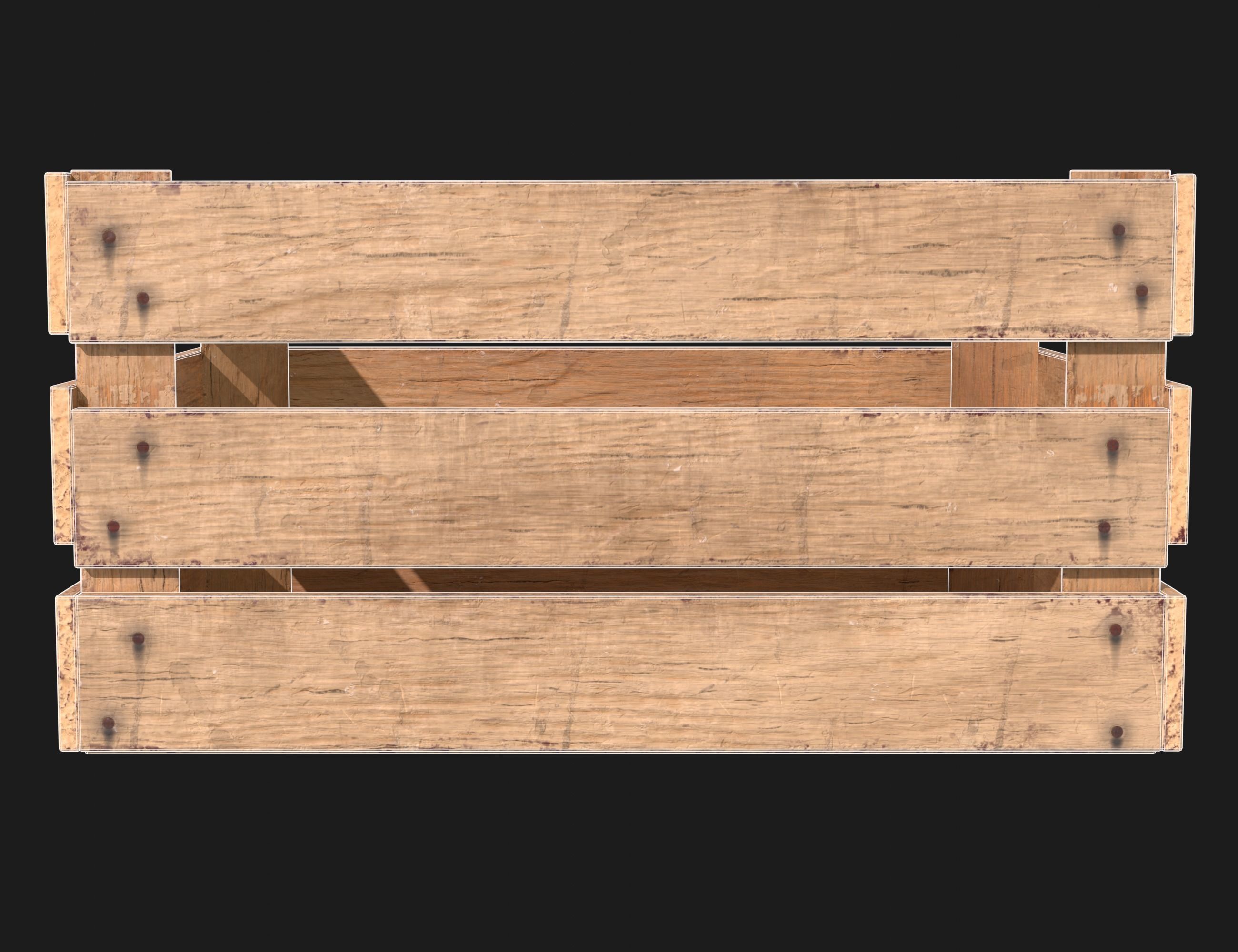 Wooden Fruit Crate 01 Low-poly 3D model_9