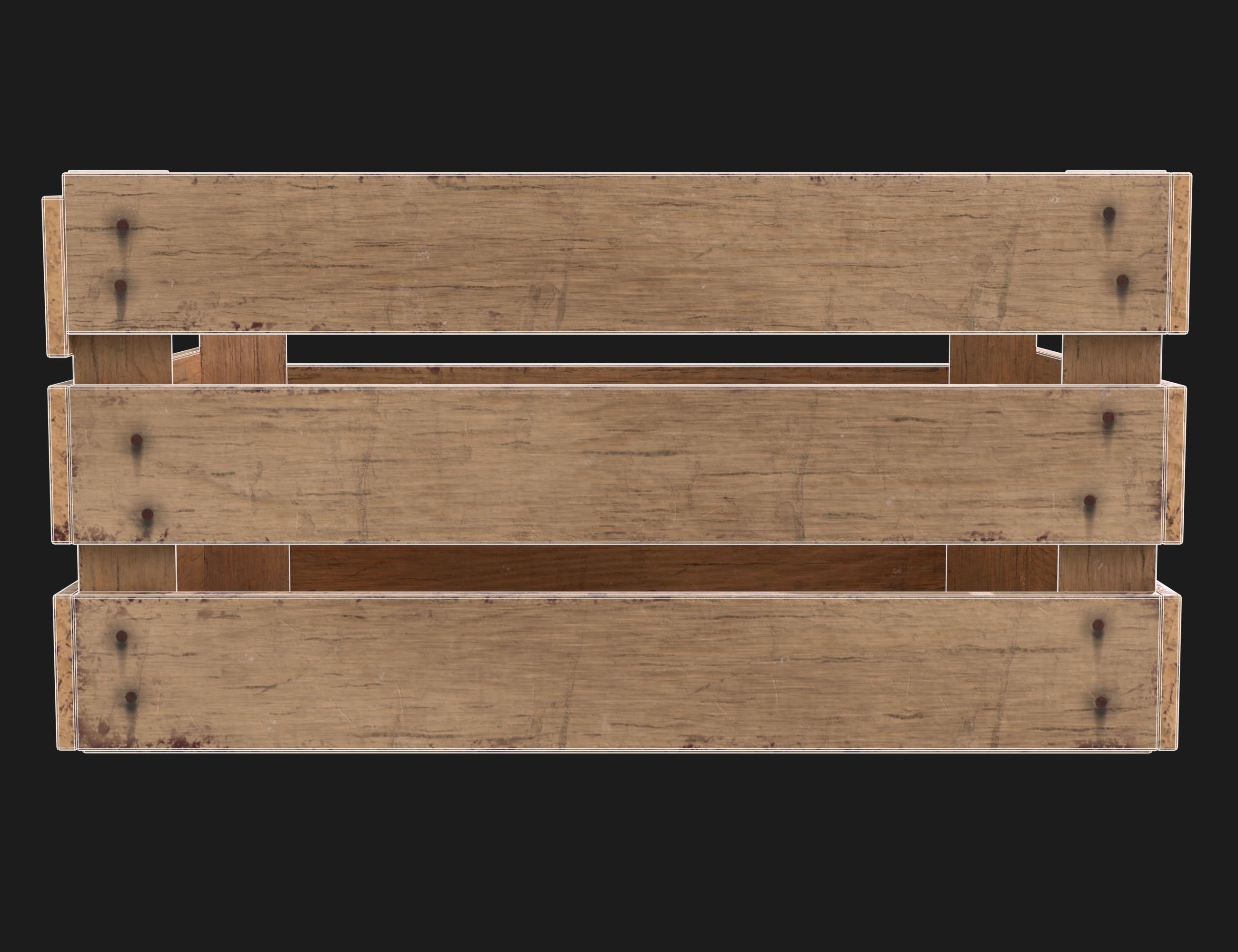 Wooden Fruit Crate 01 Low-poly 3D model_10