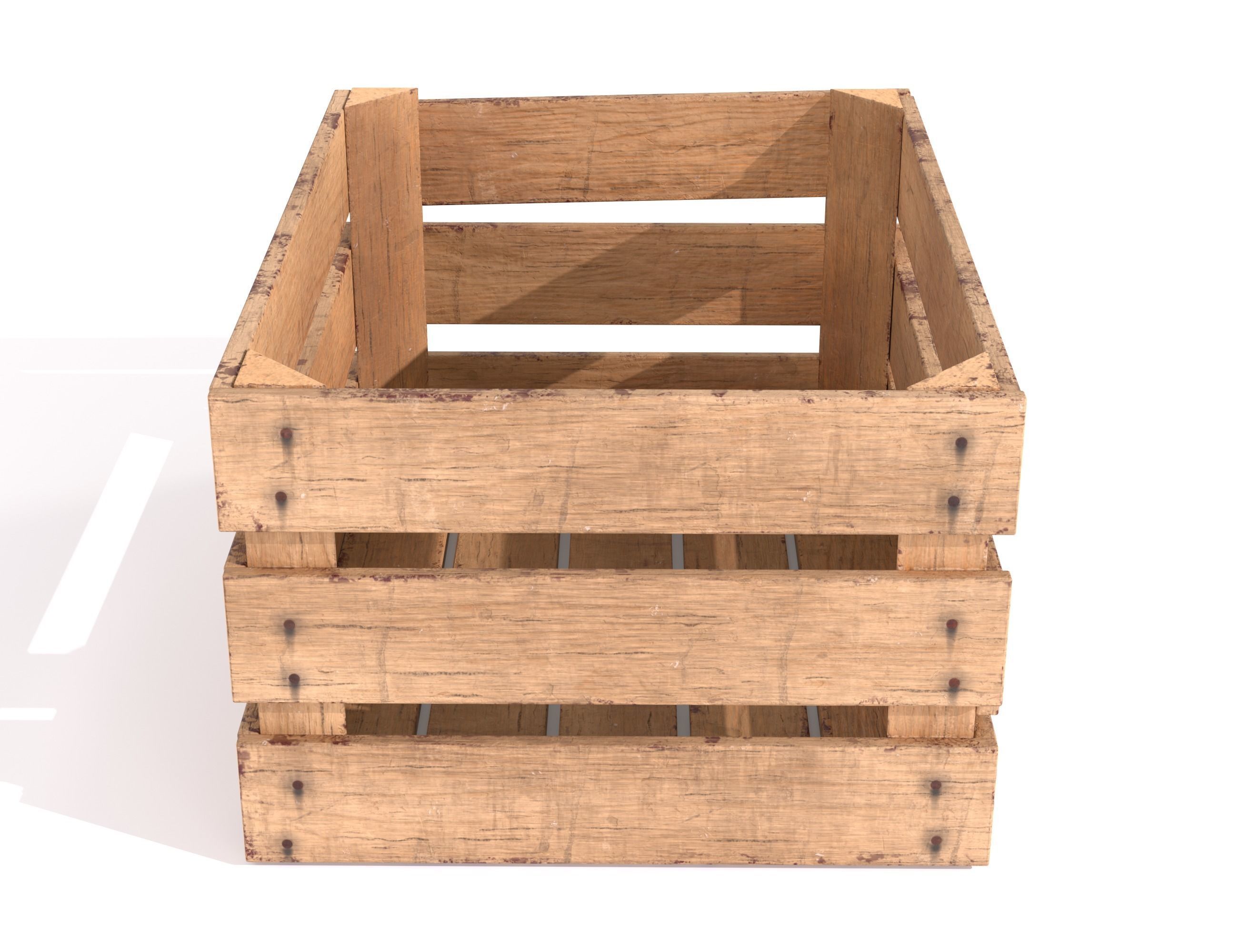 Wooden Fruit Crate 01 Low-poly 3D model_6