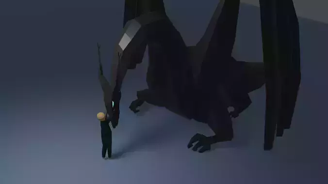 lowpoly dragon with some one