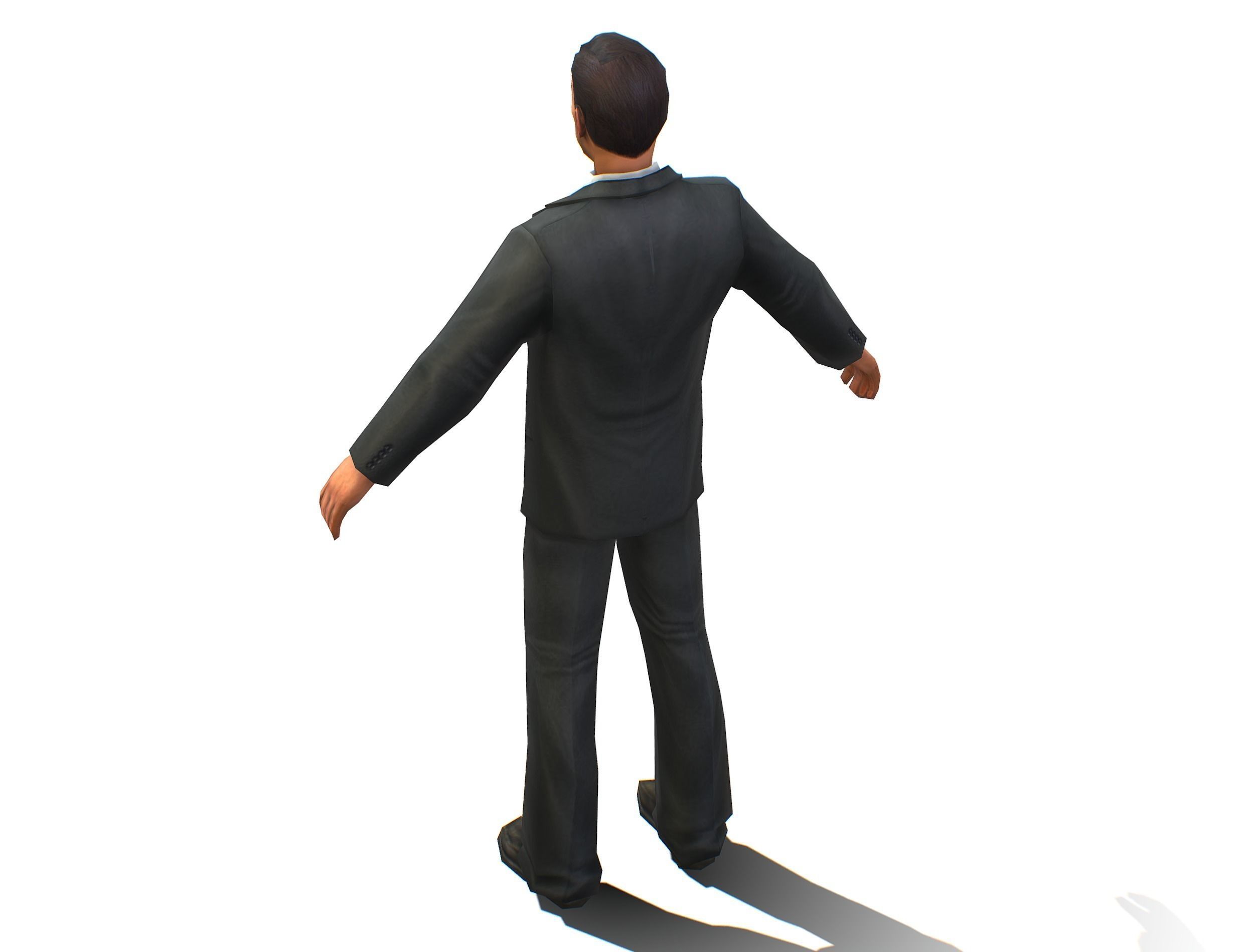 Agent Man Black Suit Low-poly 3D model_5