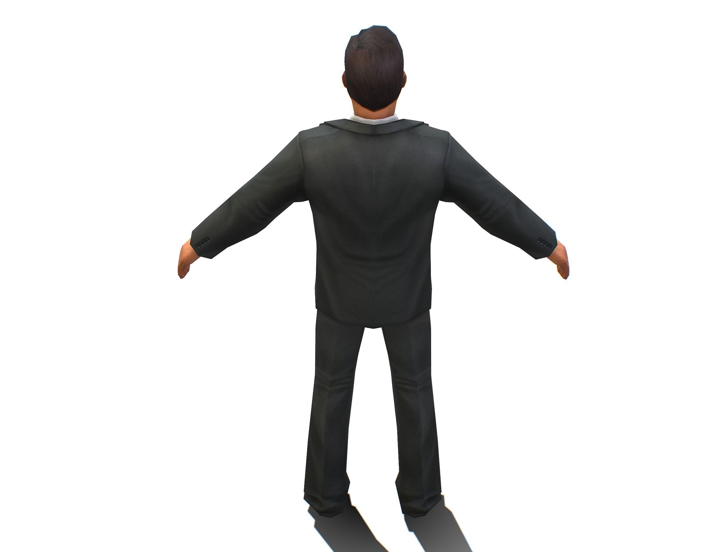 Agent Man Black Suit Low-poly 3D model_8