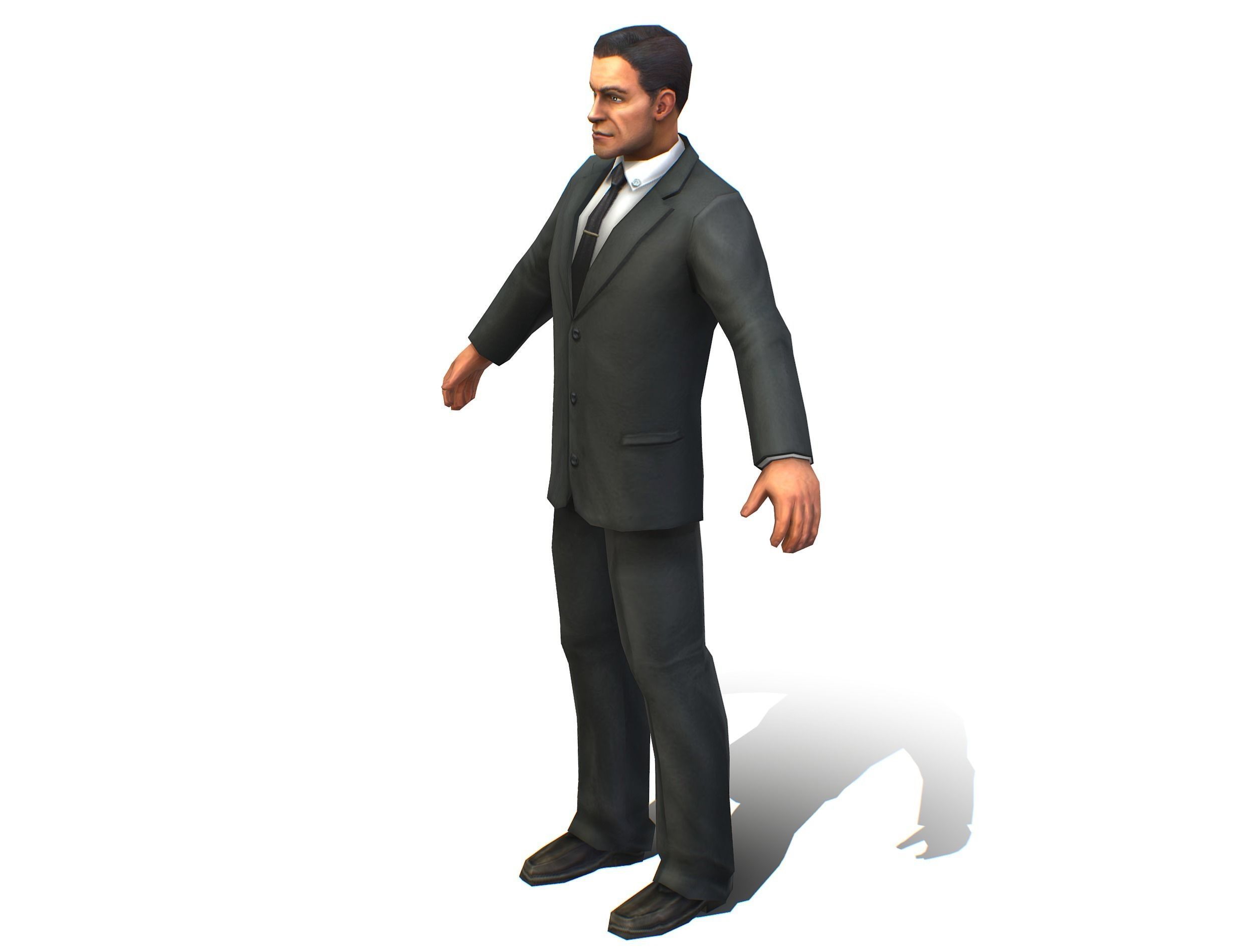 Agent Man Black Suit Low-poly 3D model_2