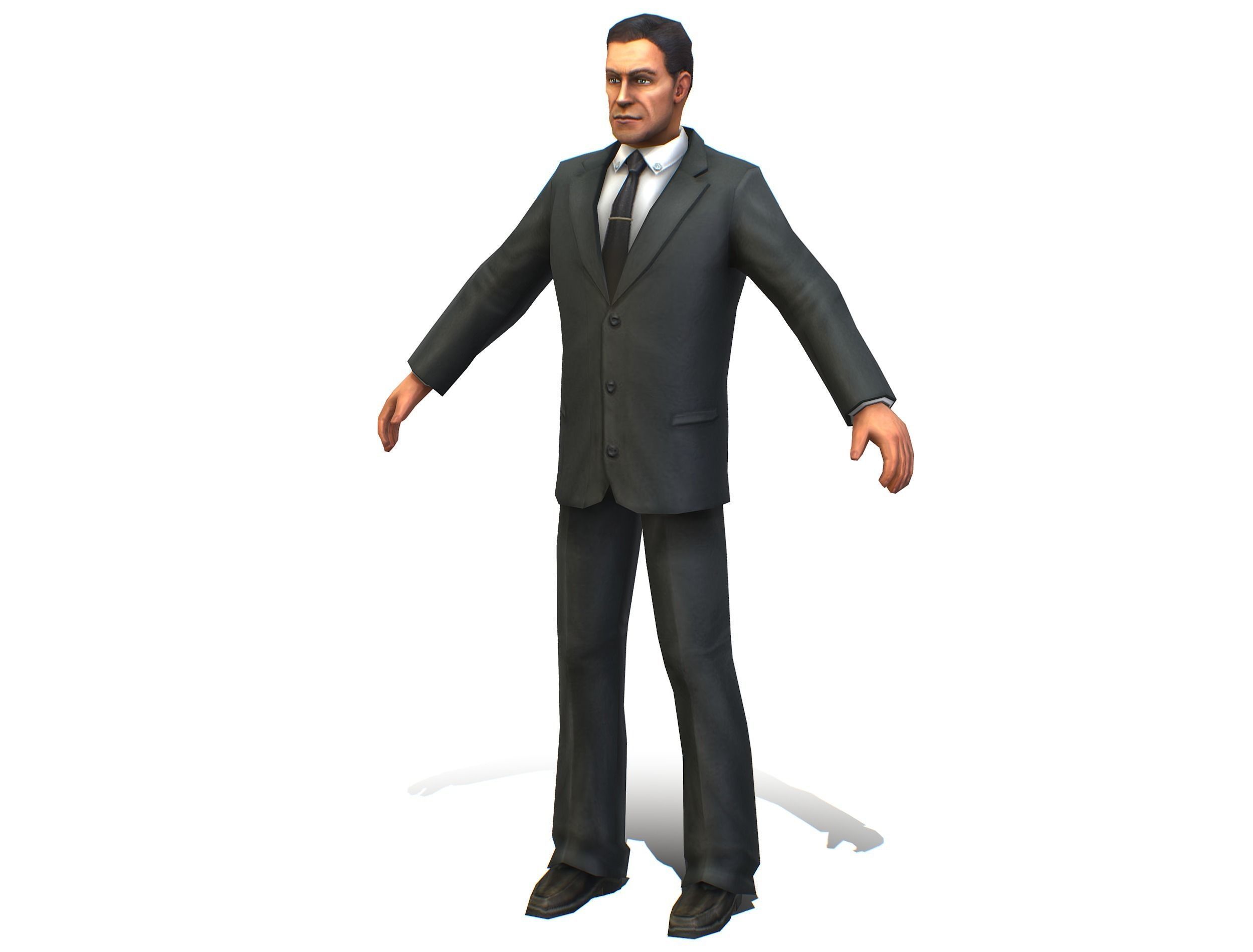Agent Man Black Suit Low-poly 3D model_1