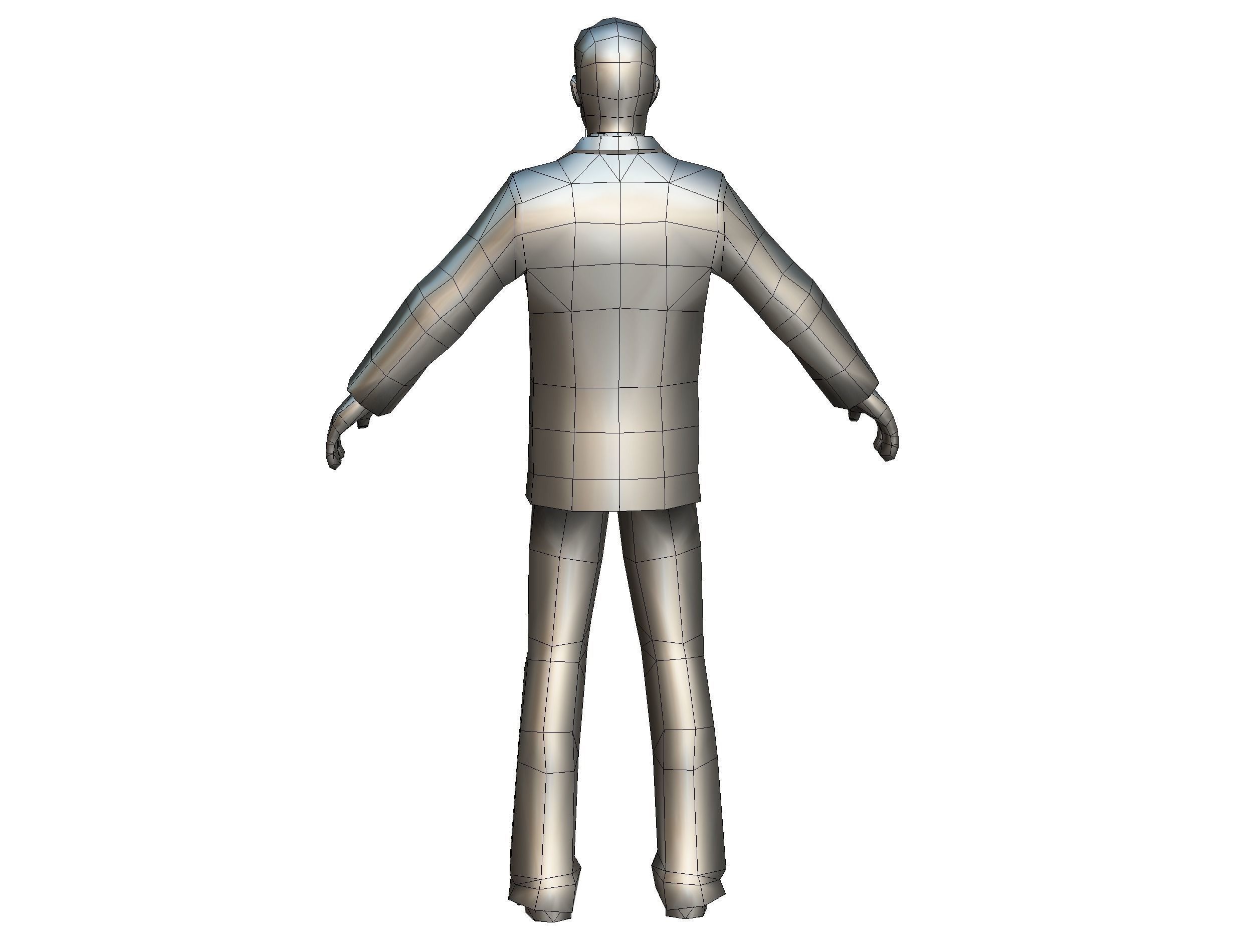 Agent Man Black Suit Low-poly 3D model_13