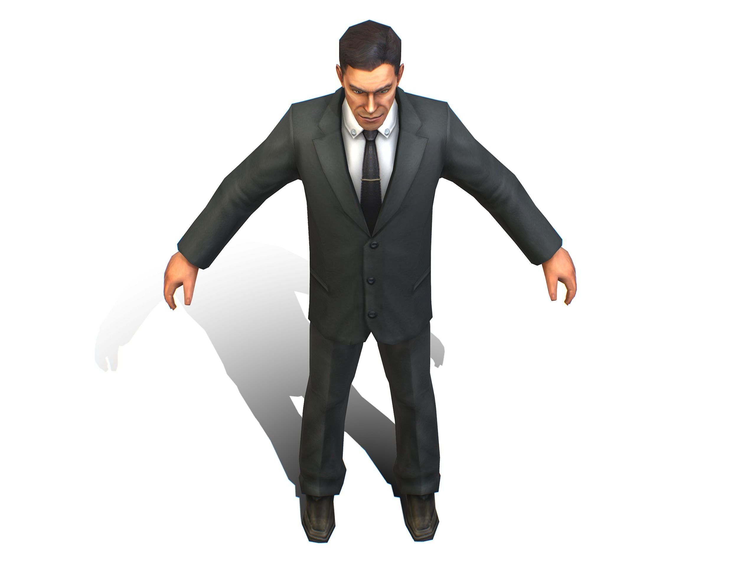 Agent Man Black Suit Low-poly 3D model_11