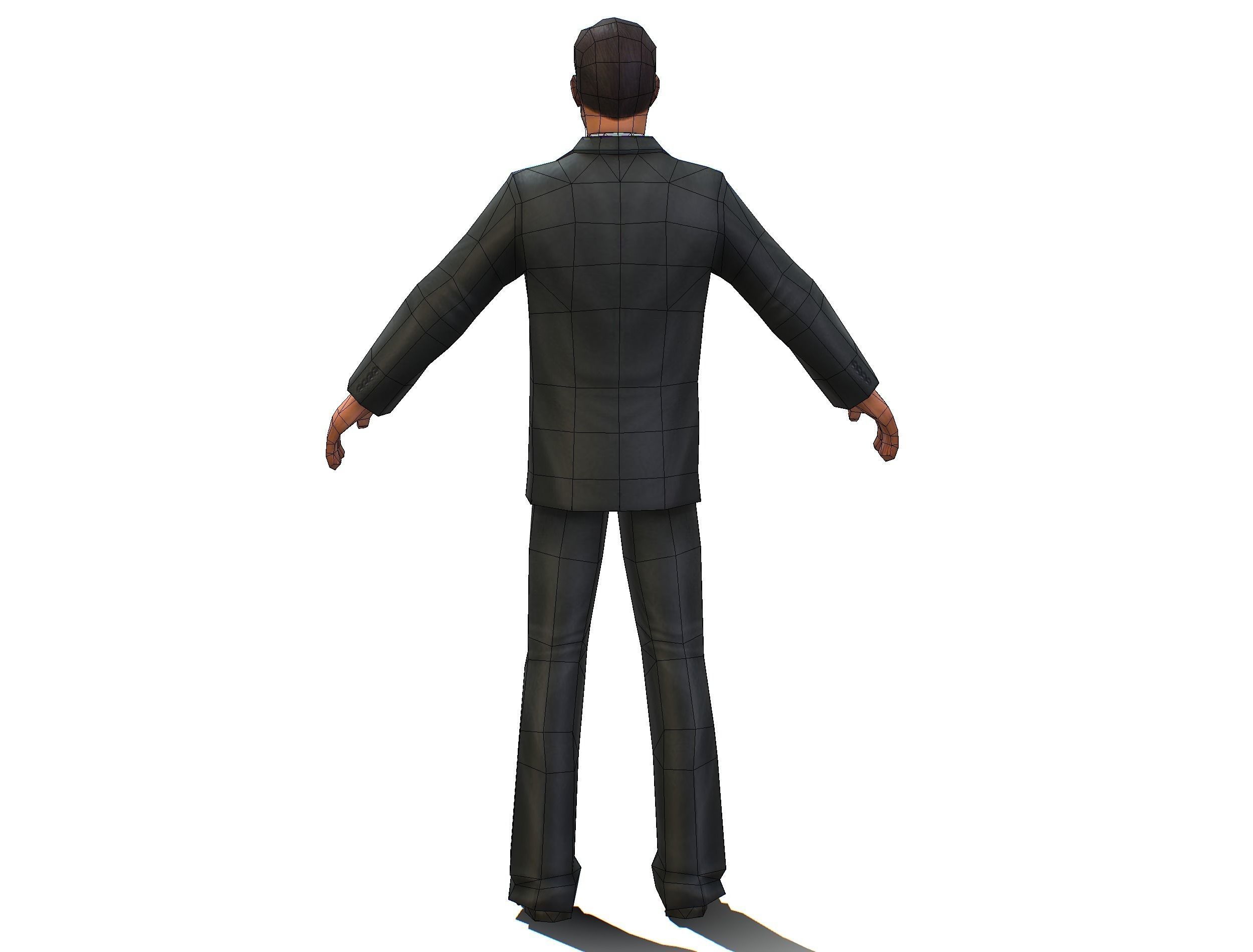 Agent Man Black Suit Low-poly 3D model_12
