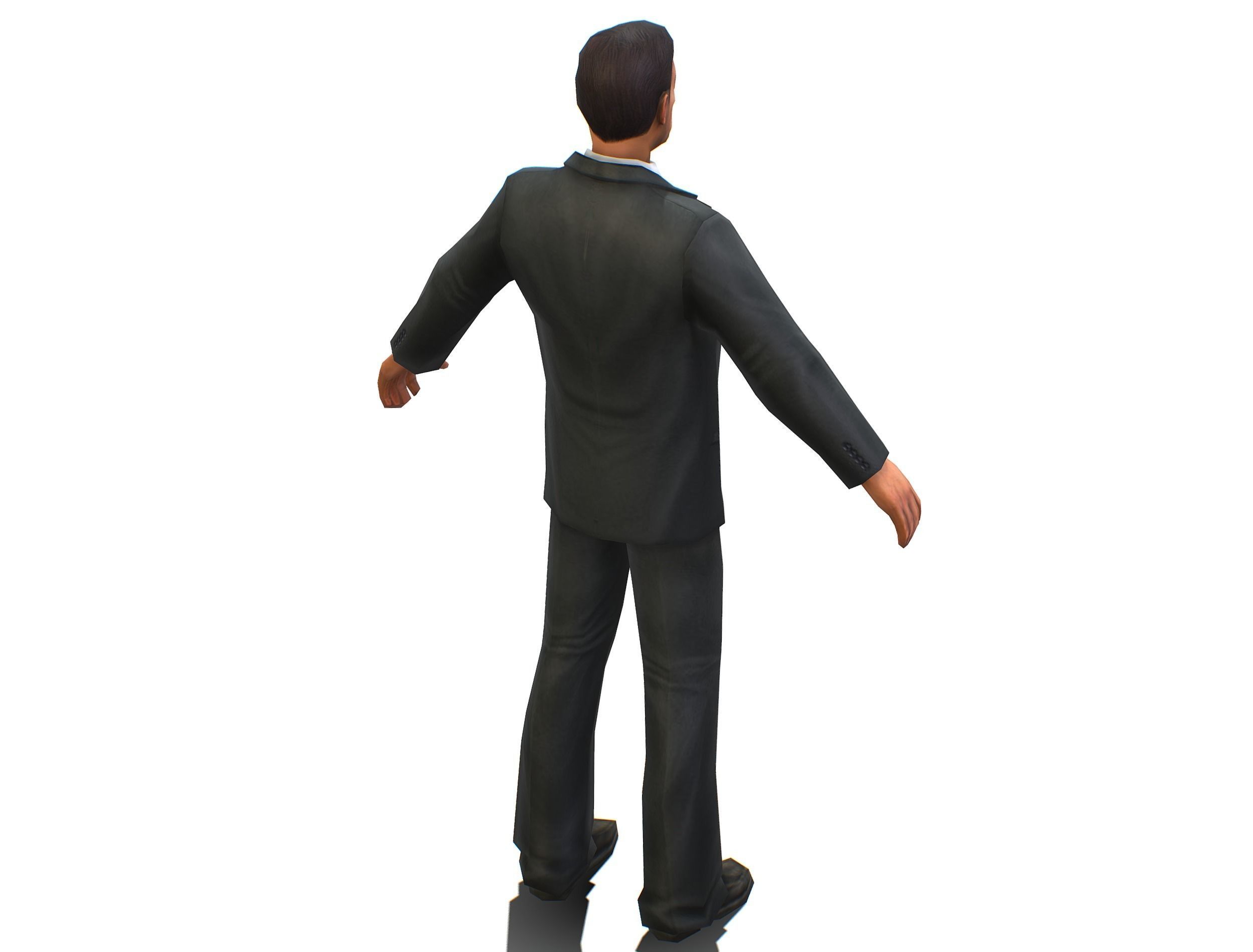 Agent Man Black Suit Low-poly 3D model_6