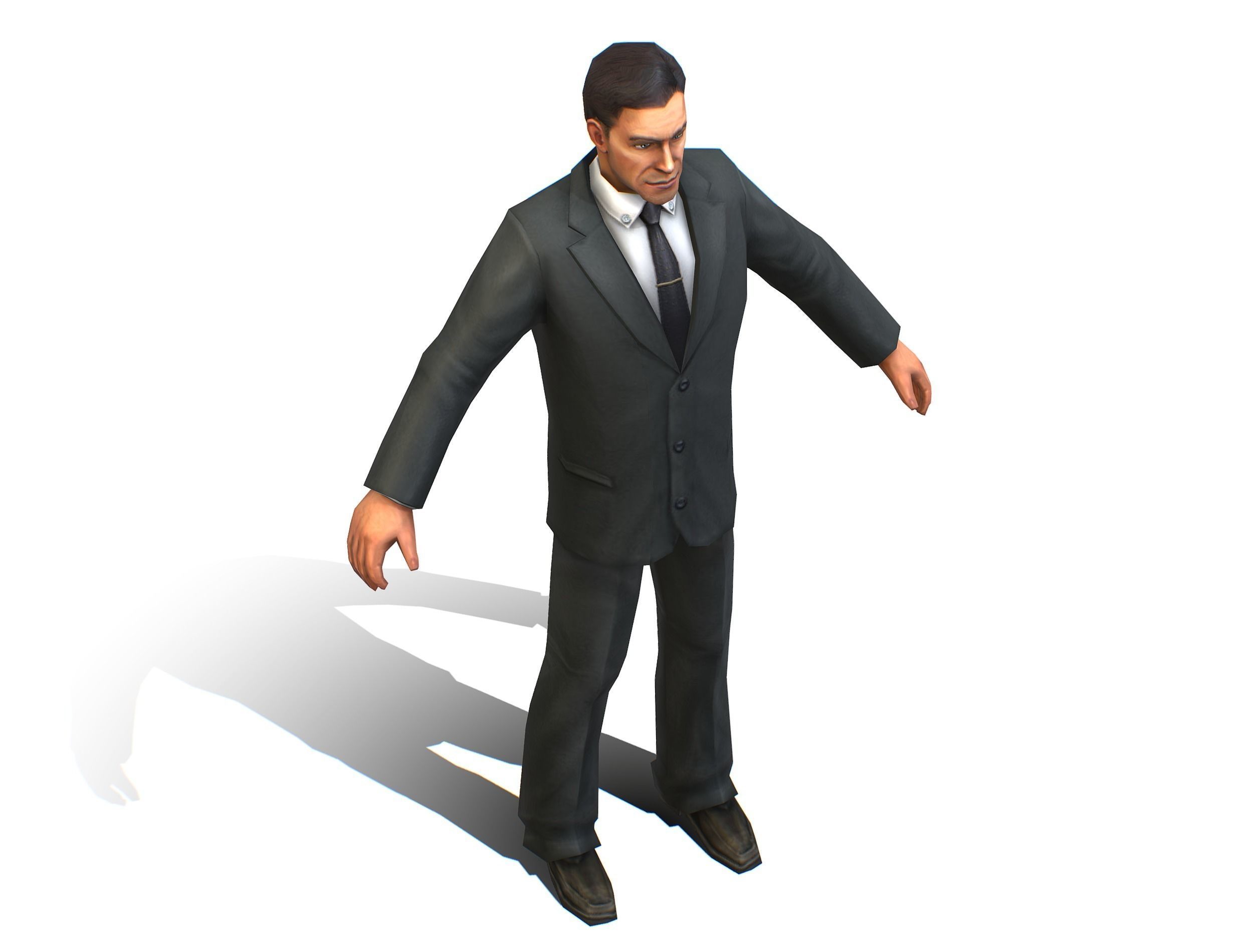 Agent Man Black Suit Low-poly 3D model_7