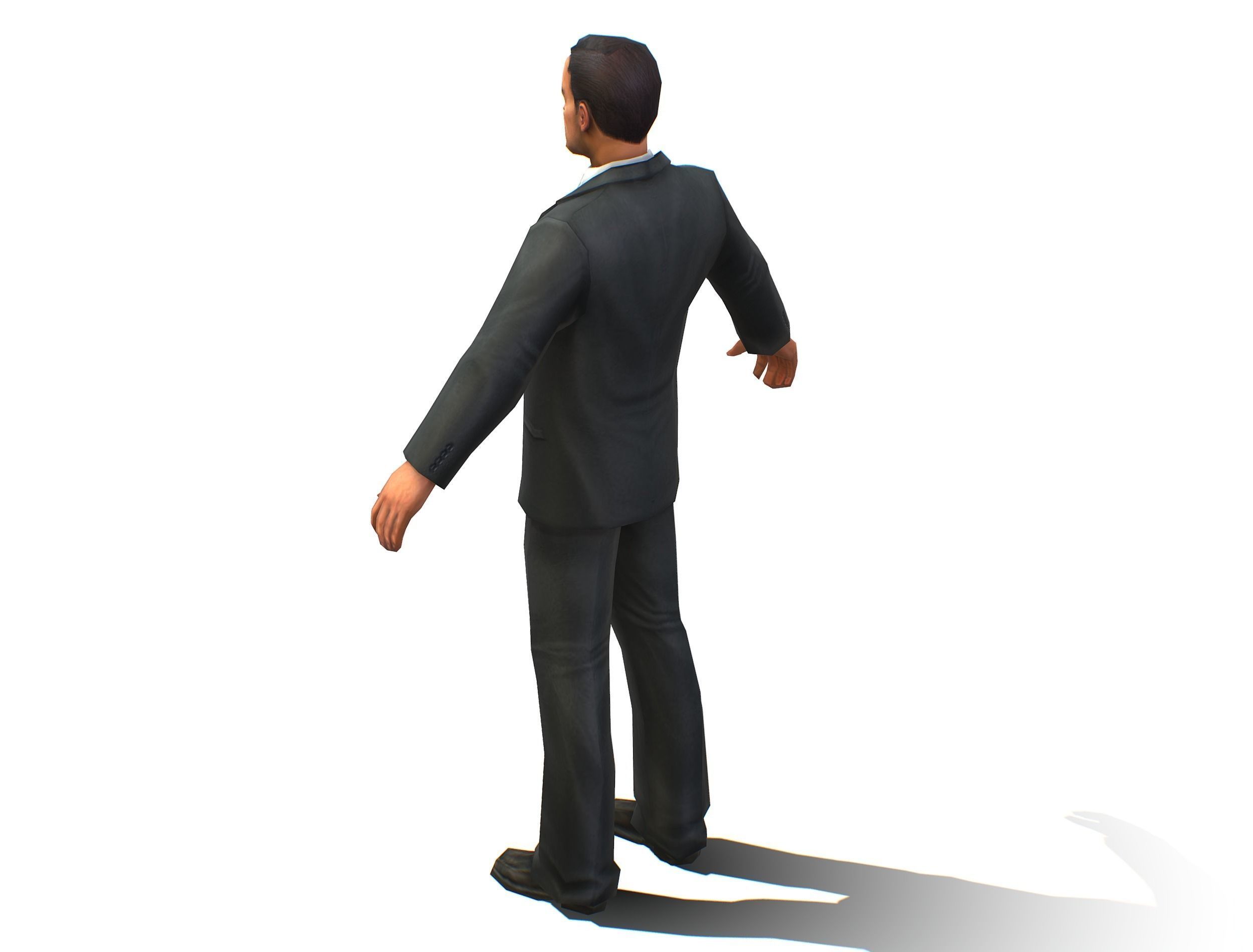 Agent Man Black Suit Low-poly 3D model_4