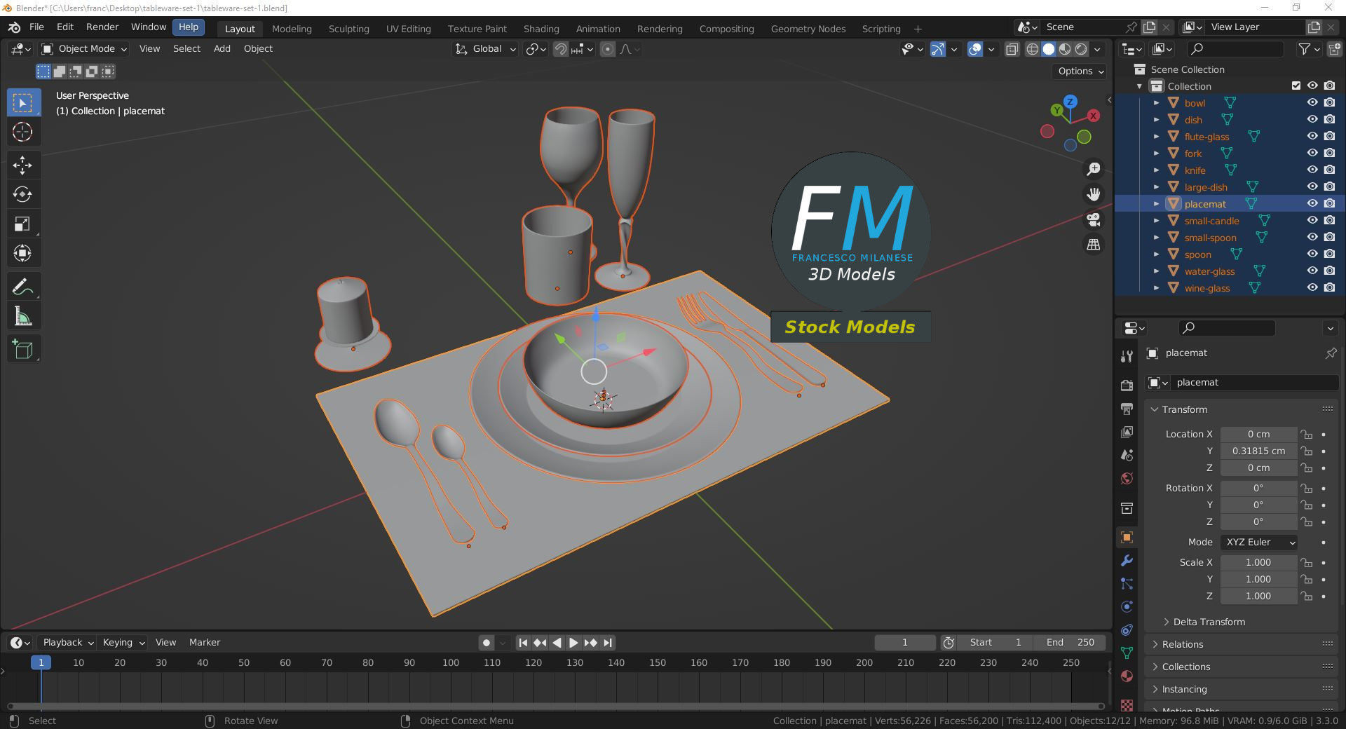 Tableware set 1 3D model_9