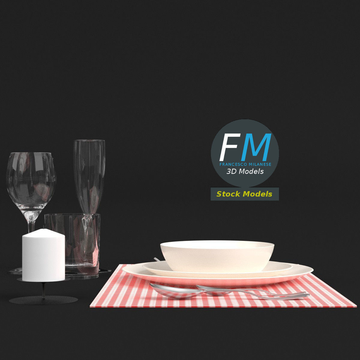 Tableware set 1 3D model_4