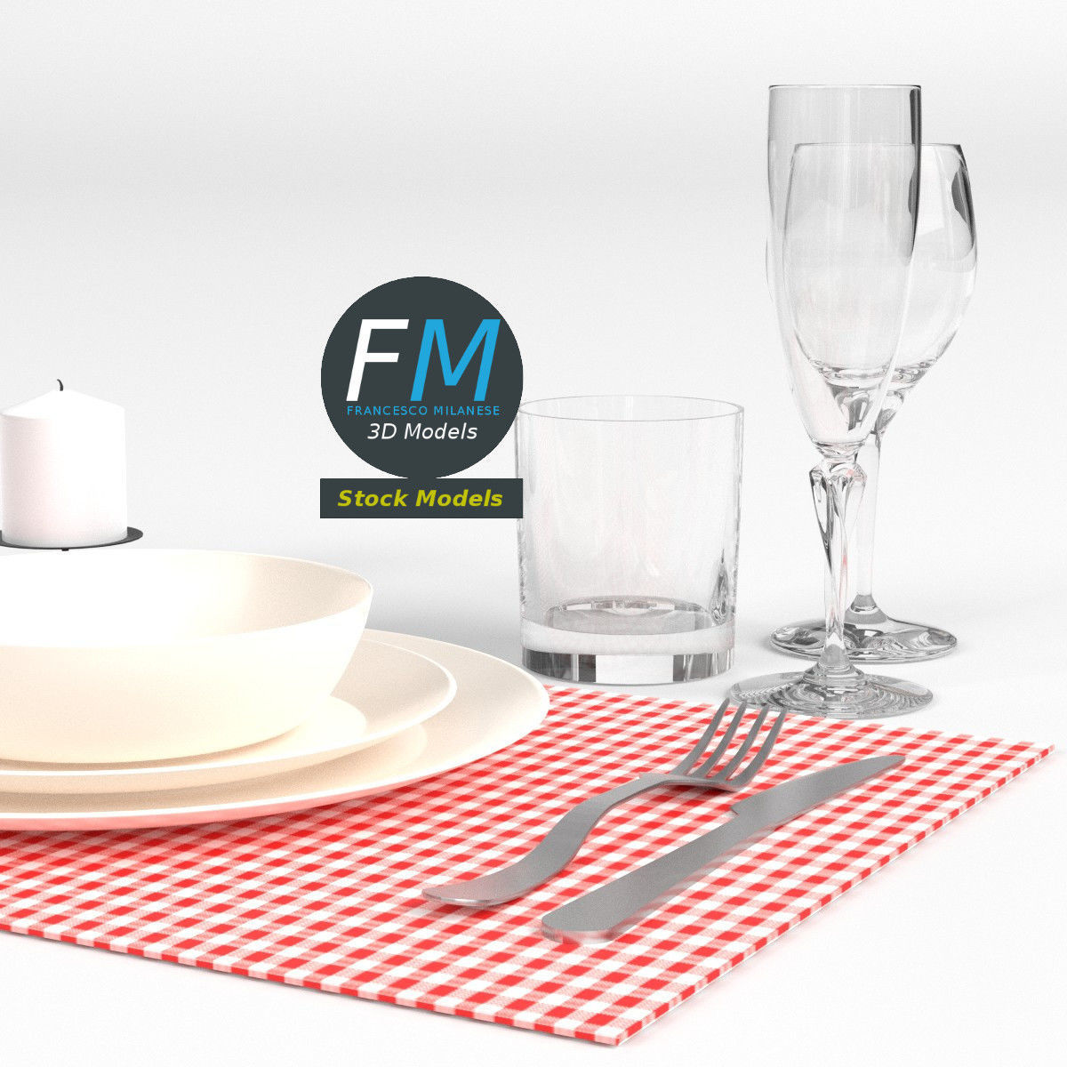 Tableware set 1 3D model_3