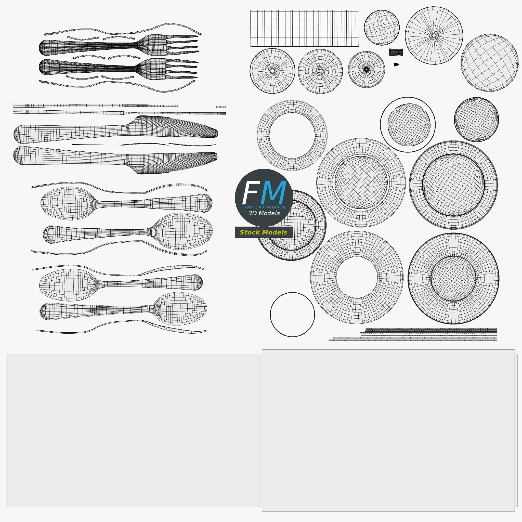 Tableware set 1 3D model_11