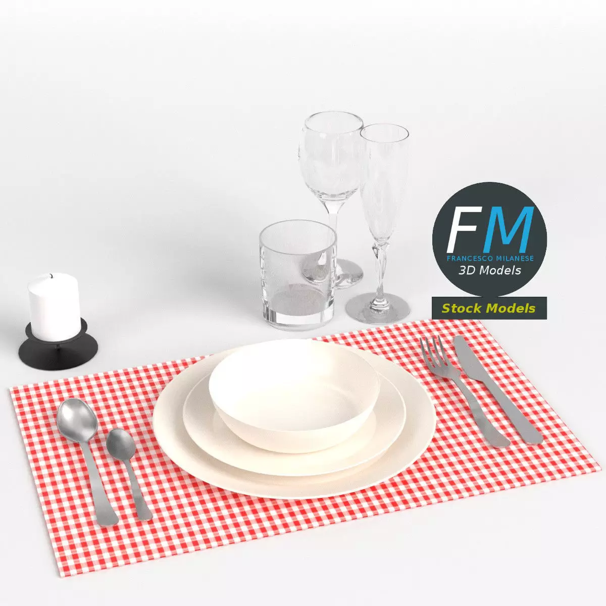 Tableware set 1 3D model_0