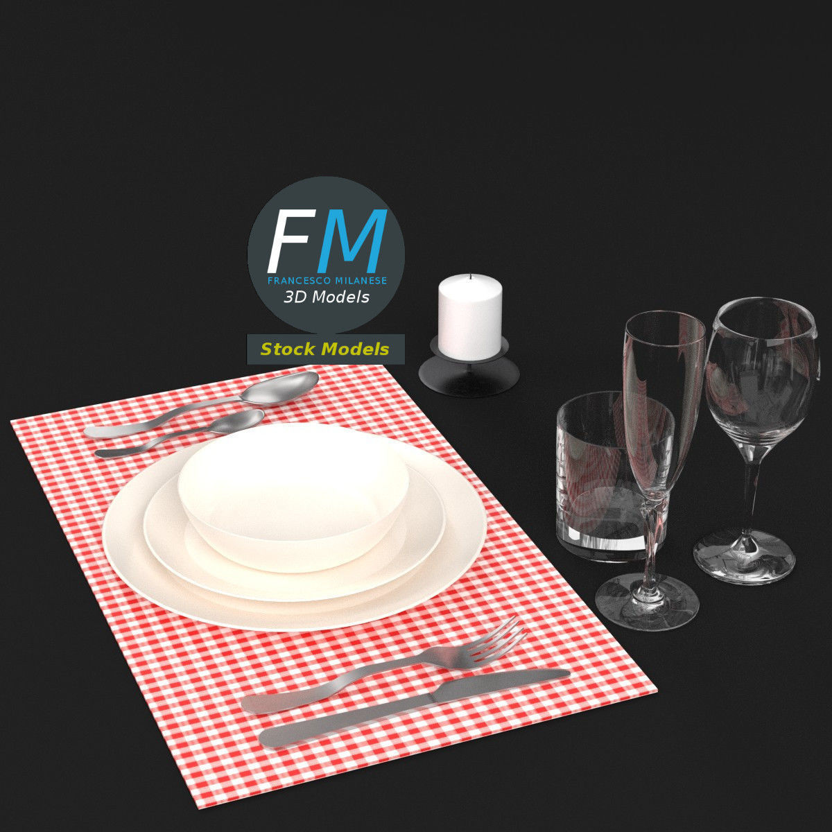 Tableware set 1 3D model_2