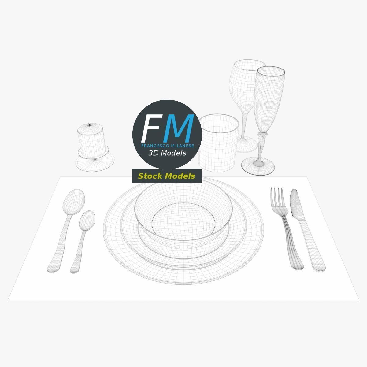 Tableware set 1 3D model_7