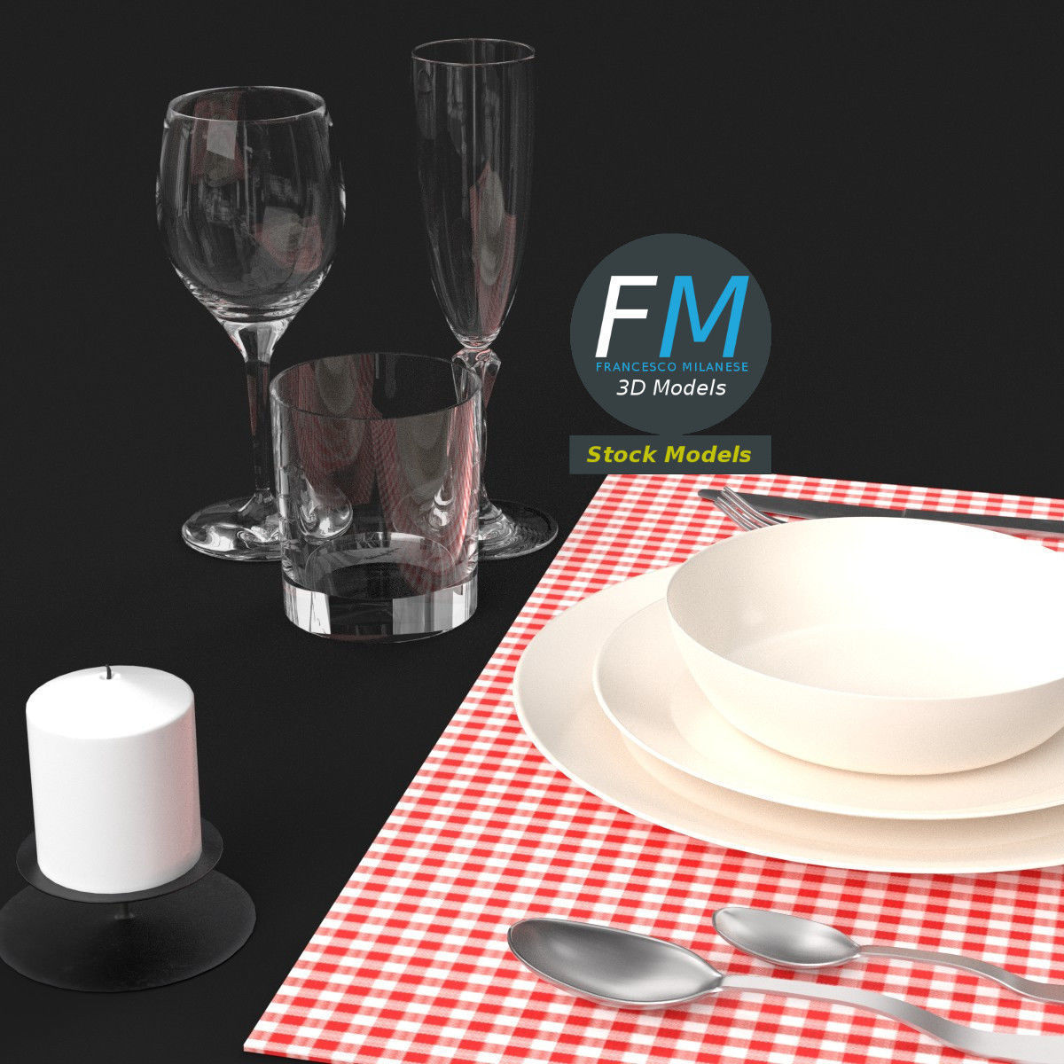 Tableware set 1 3D model_5