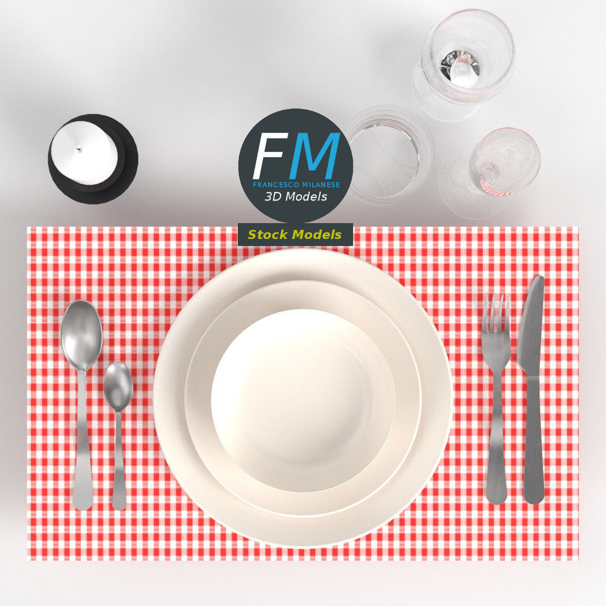 Tableware set 1 3D model_6