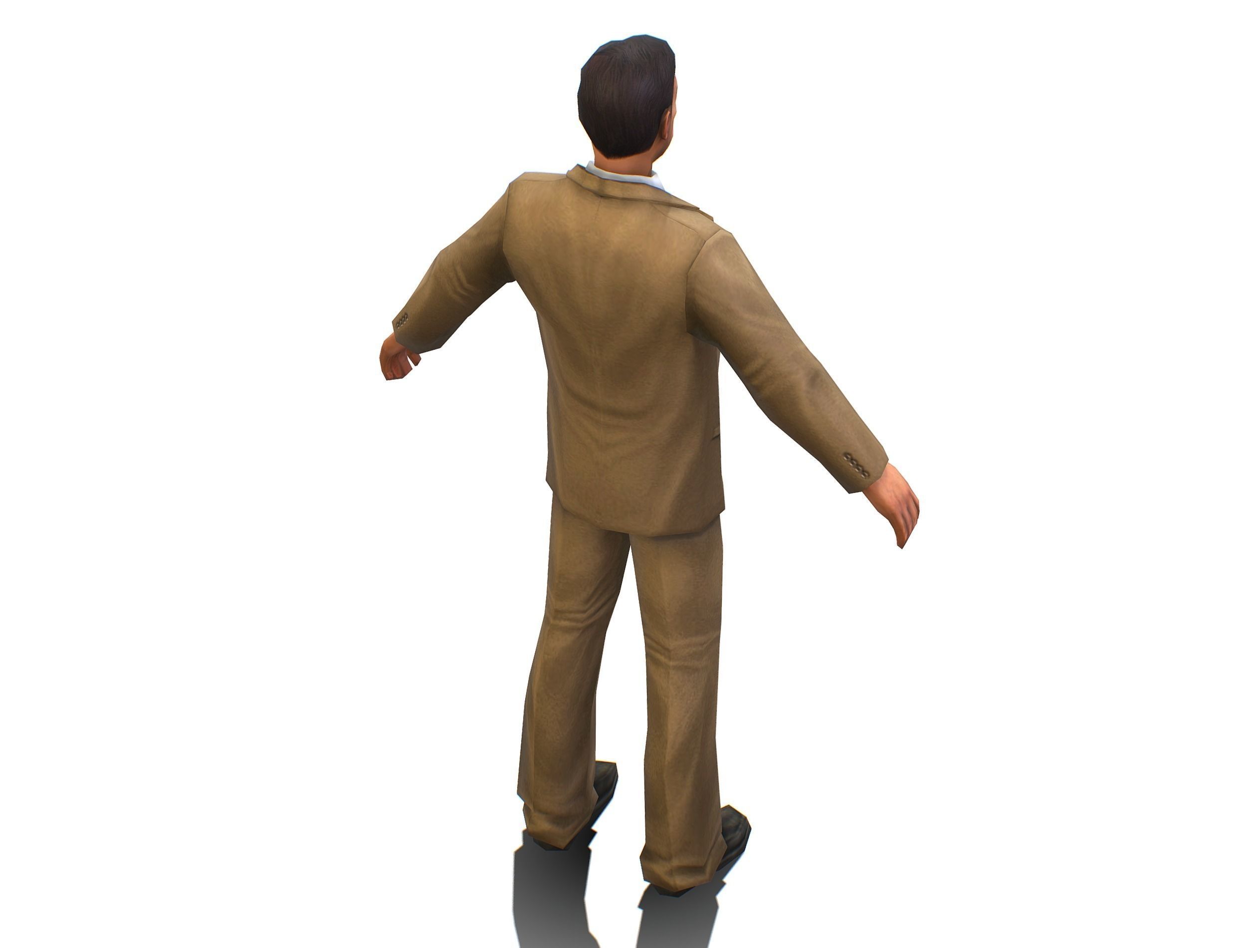 Agent Man Beige Suit Low-poly 3D model_7