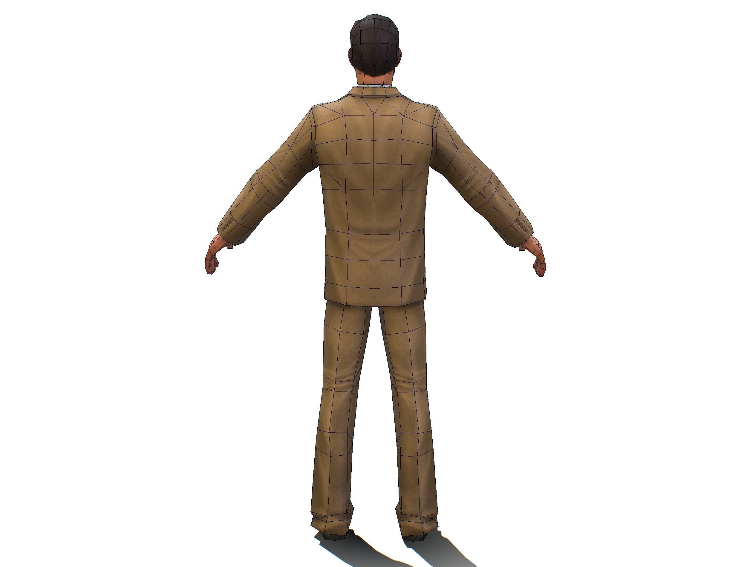 Agent Man Beige Suit Low-poly 3D model_13