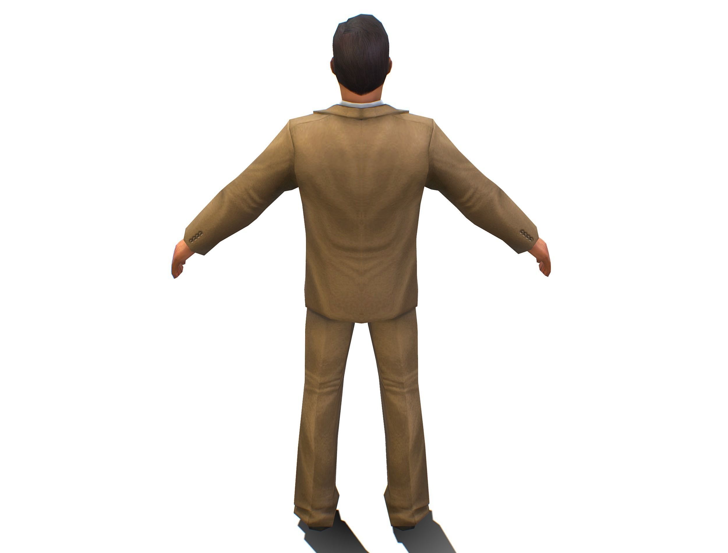 Agent Man Beige Suit Low-poly 3D model_6
