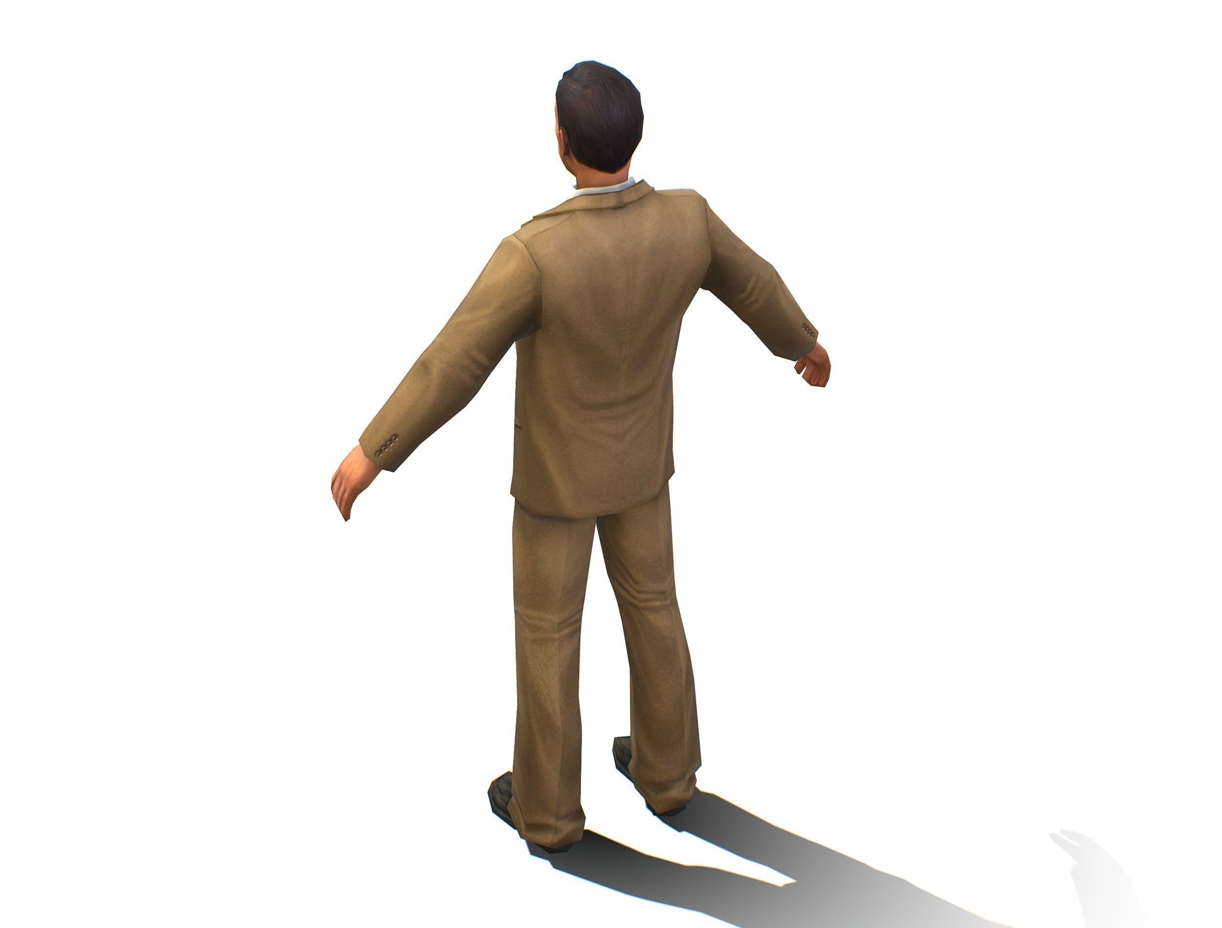 Agent Man Beige Suit Low-poly 3D model_5