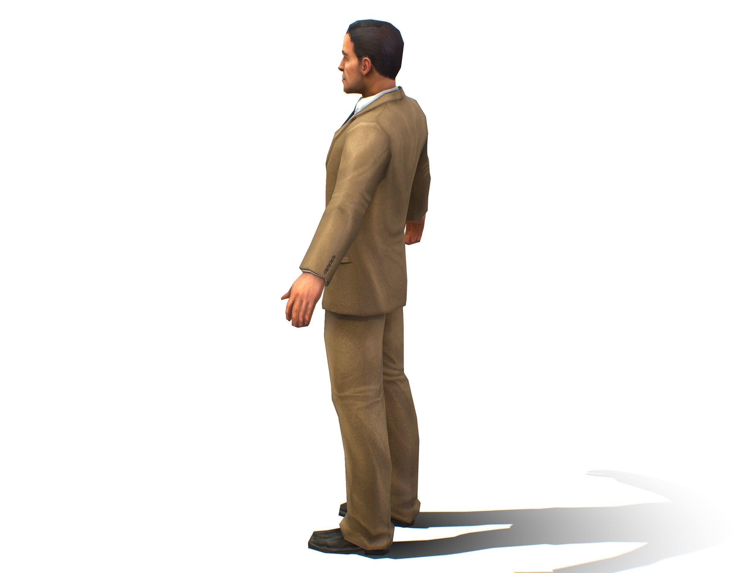 Agent Man Beige Suit Low-poly 3D model_3