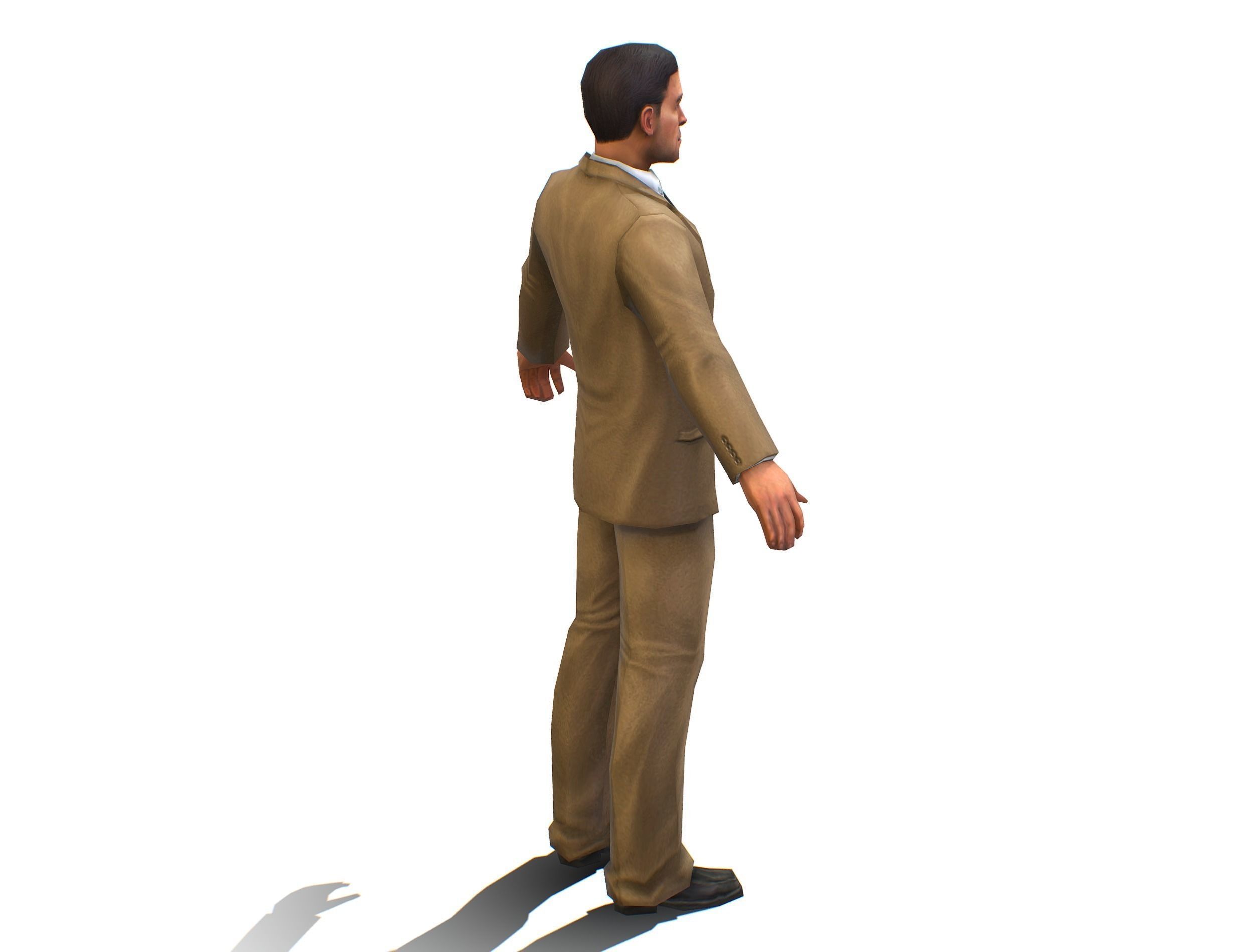 Agent Man Beige Suit Low-poly 3D model_8