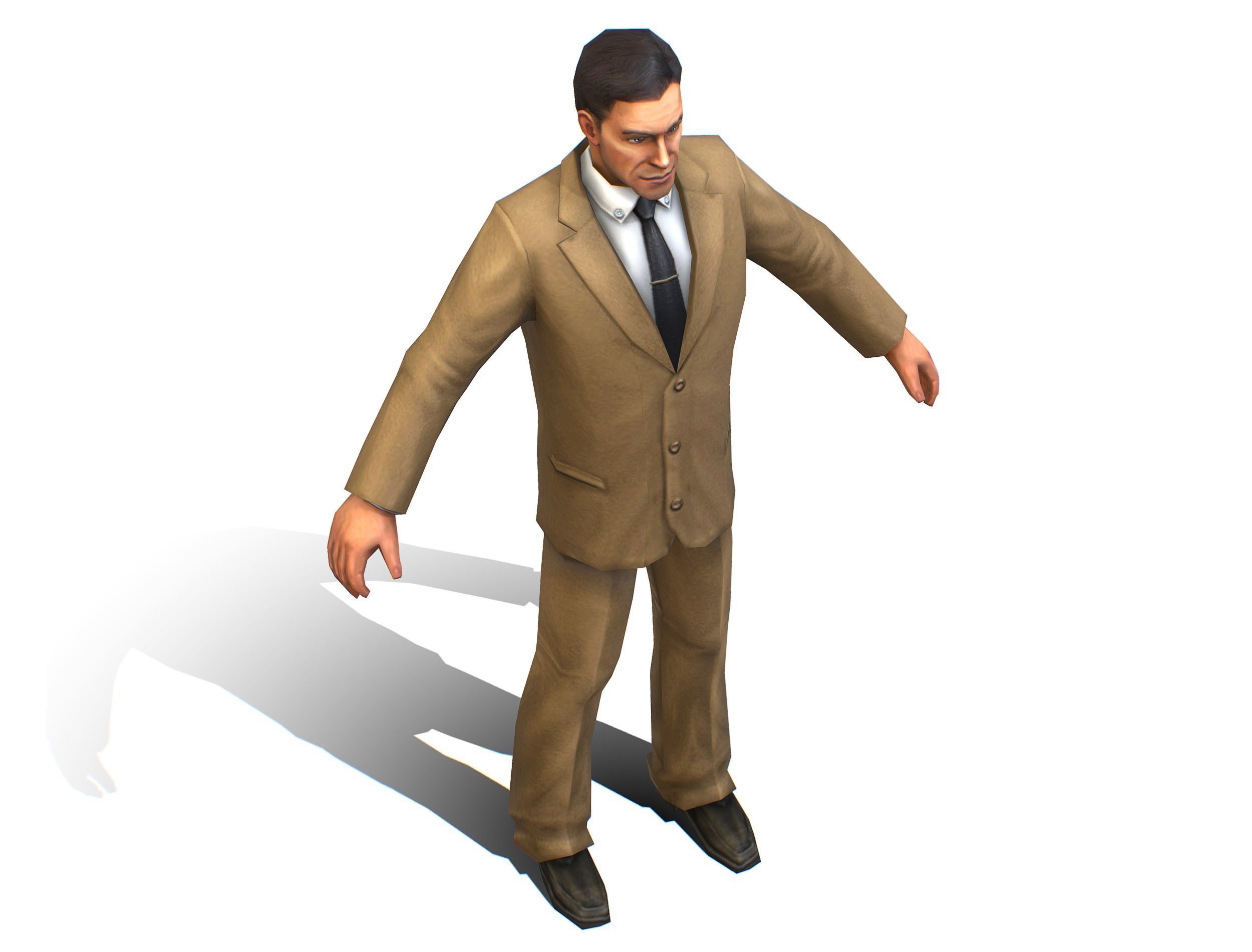 Agent Man Beige Suit Low-poly 3D model_9