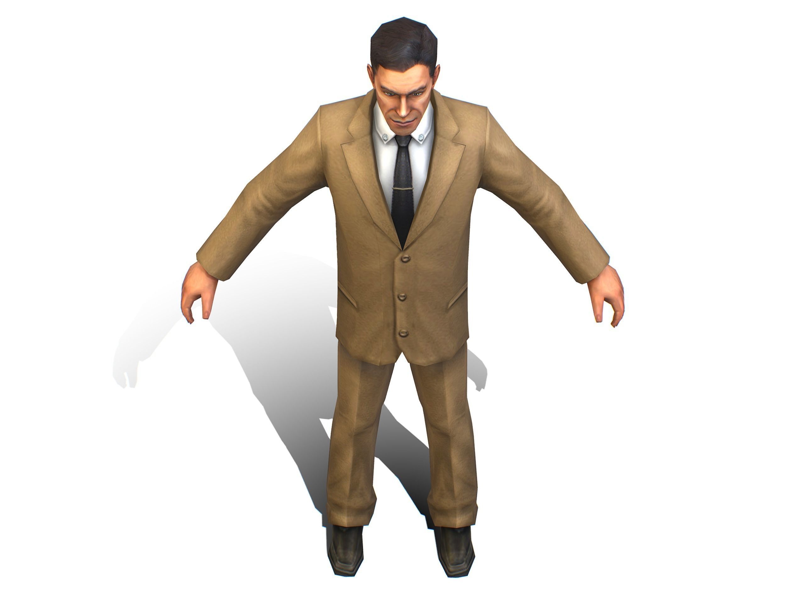 Agent Man Beige Suit Low-poly 3D model_10
