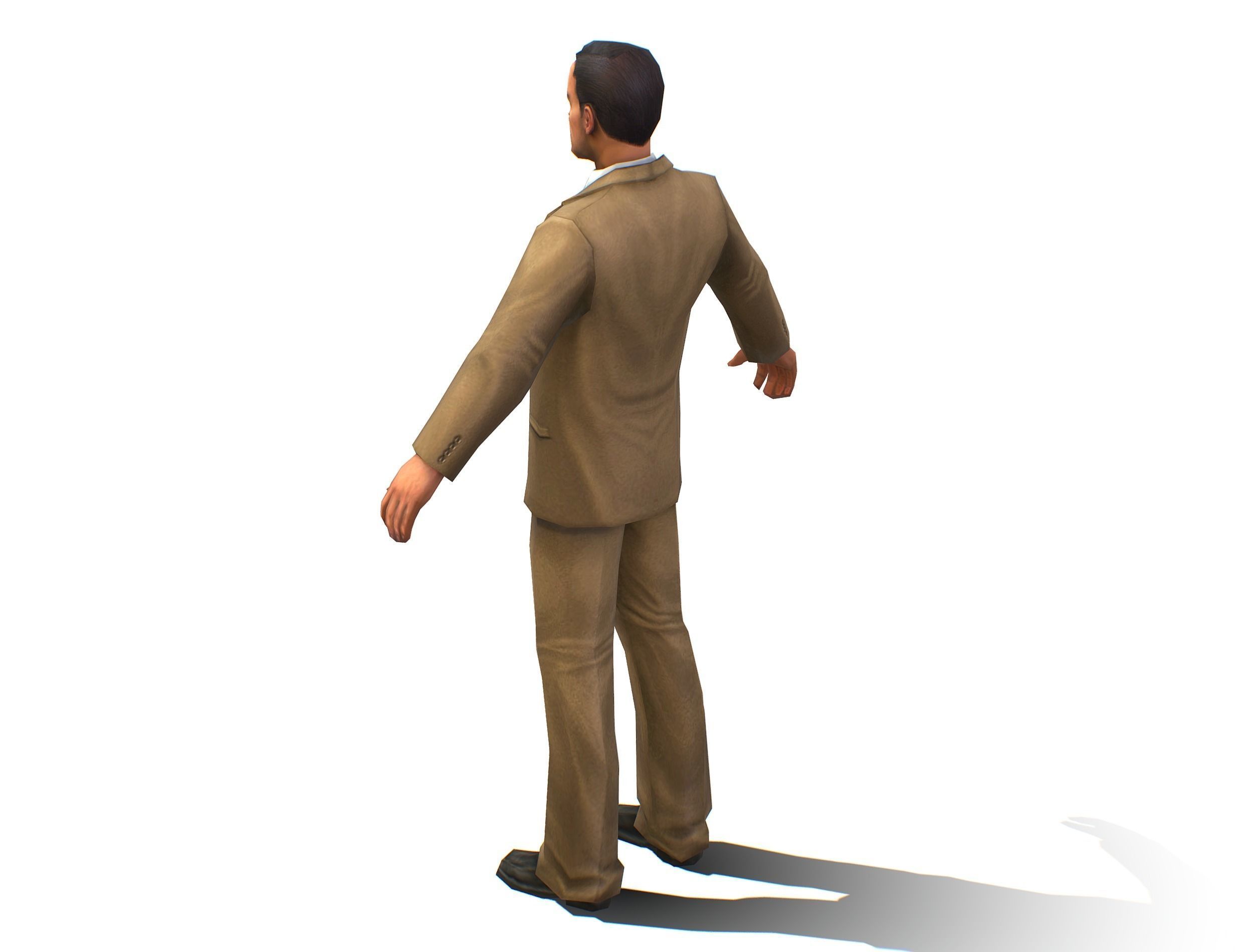 Agent Man Beige Suit Low-poly 3D model_4