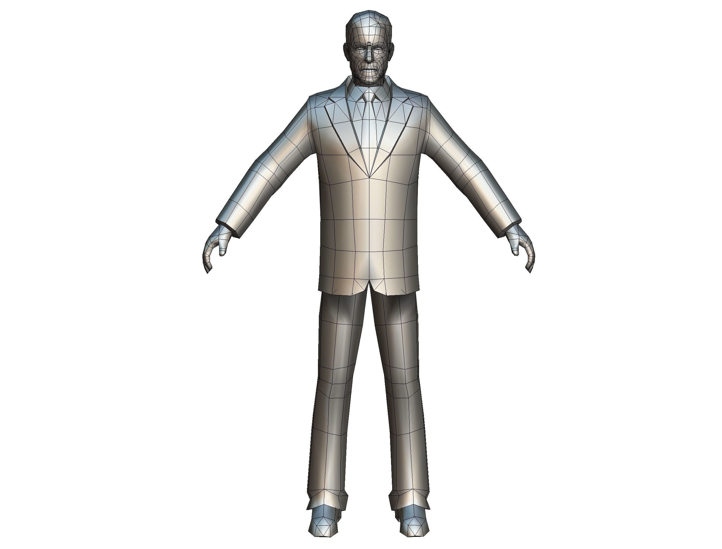 Agent Man Beige Suit Low-poly 3D model_12