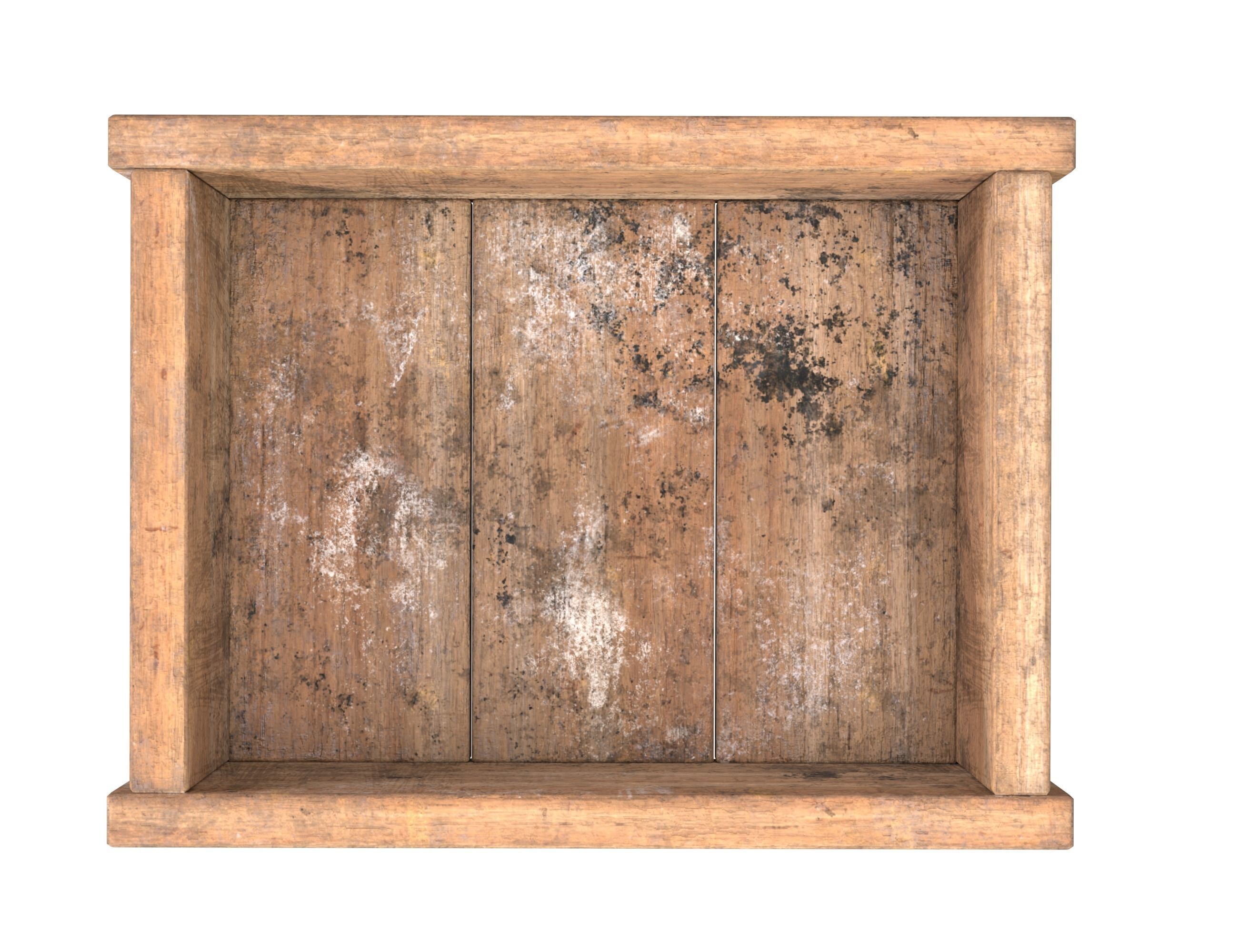 Wooden box Low-poly 3D model_1