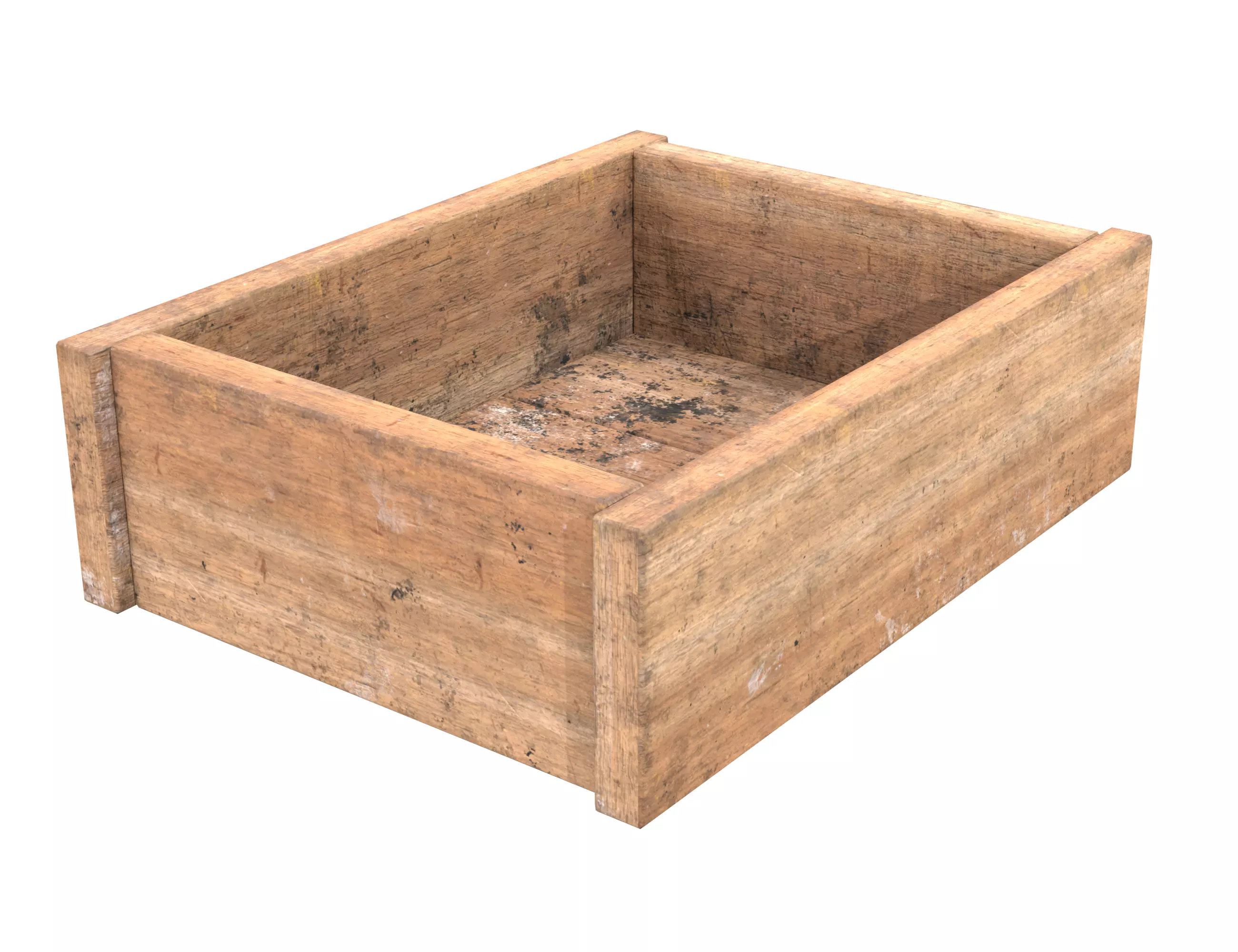 Wooden box Low-poly 3D model_0