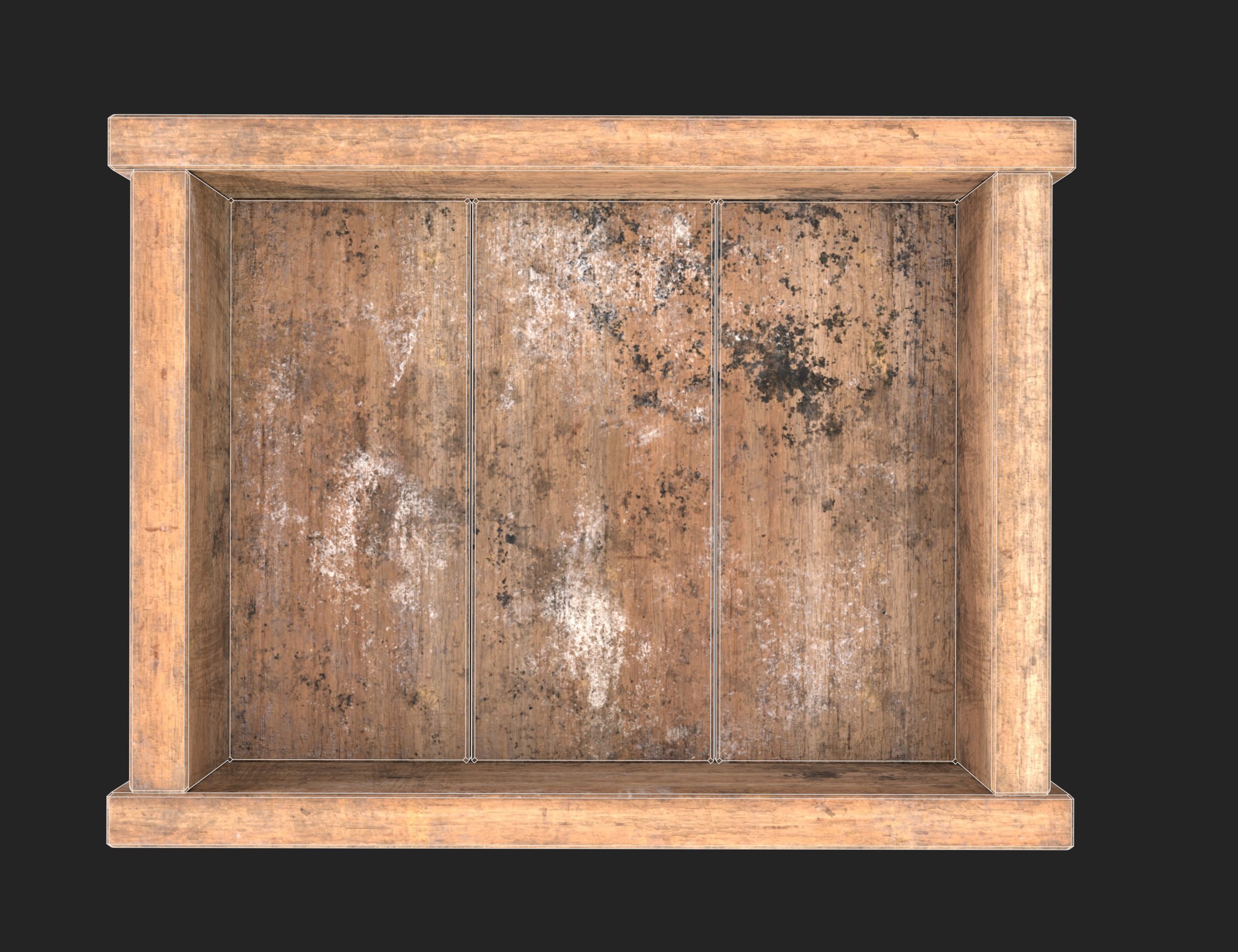 Wooden box Low-poly 3D model_11