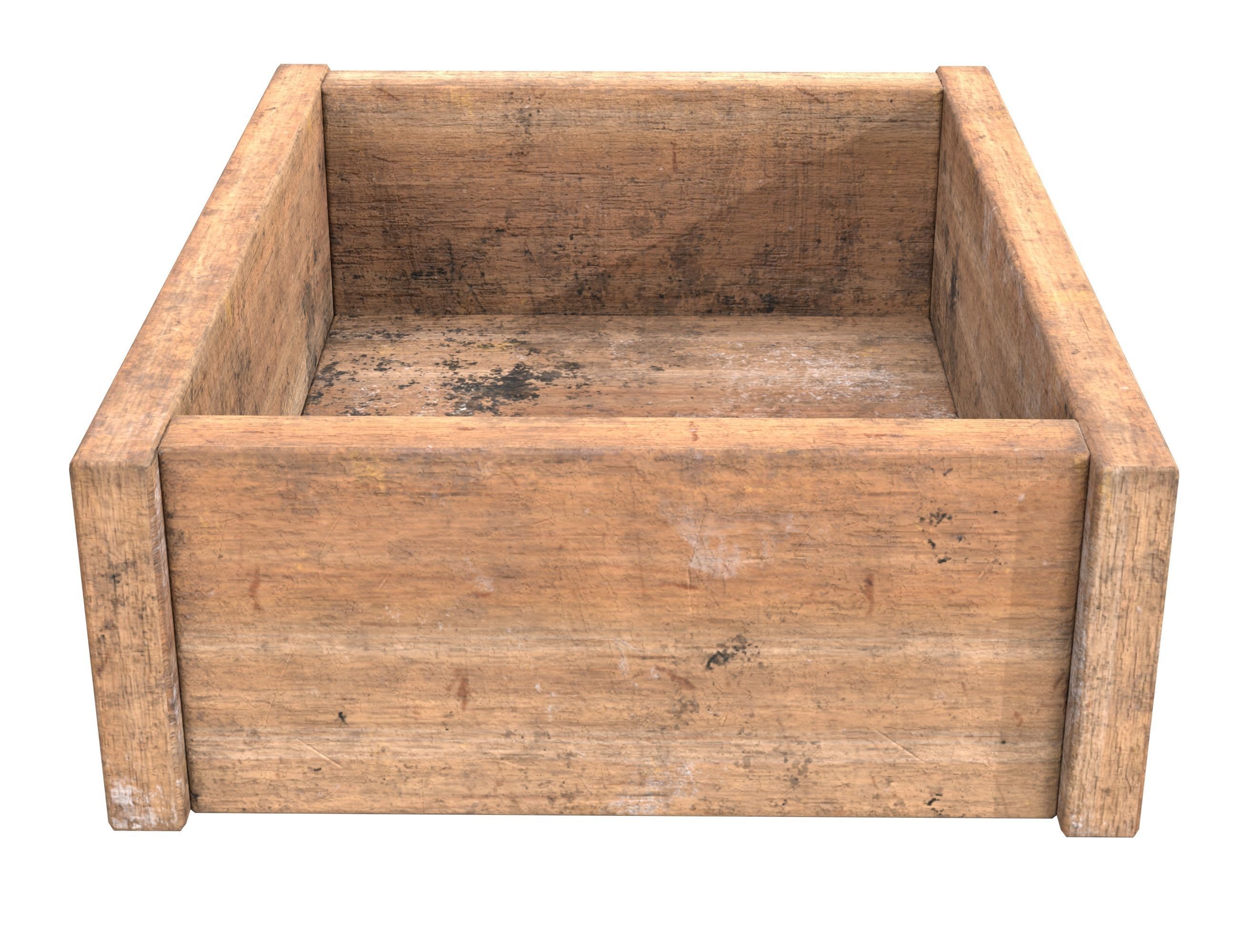 Wooden box Low-poly 3D model_5
