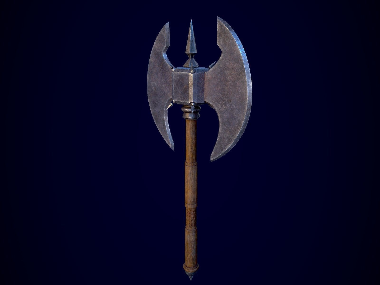 Medieval Axe 1 Low-poly 3D model_3
