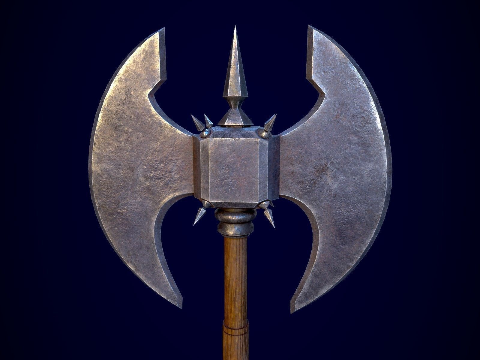Medieval Axe 1 Low-poly 3D model_9